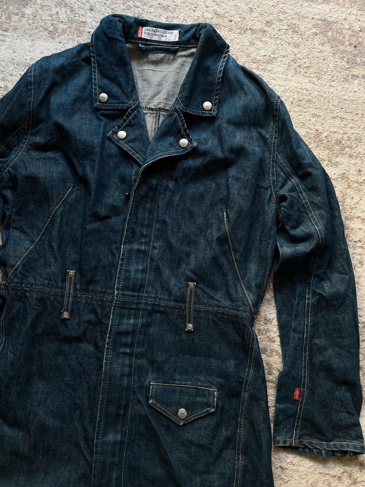 Levi's Levi's Engineered Jeans Sz M 2002 Y2K Denim Coat Jacket Size M / US 6-8 / IT 42-44 - 3 Thumbnail