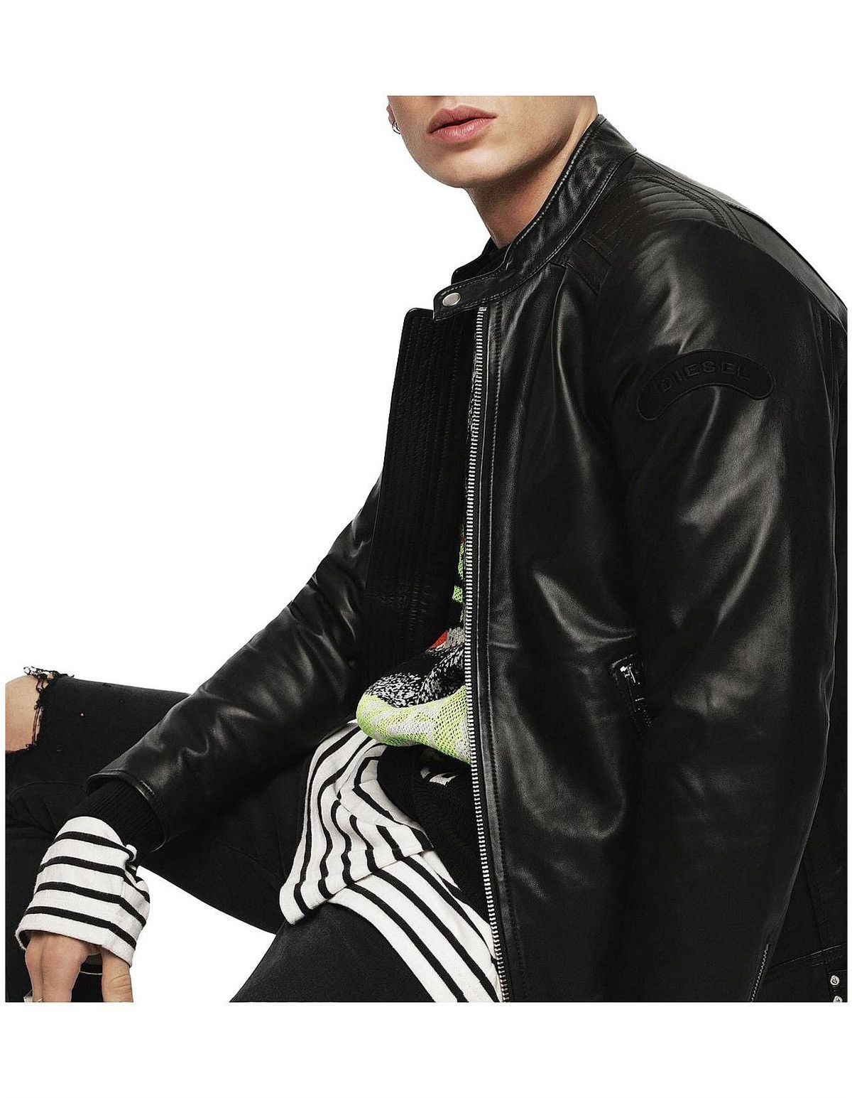 Diesel Diesel L-SHIRO-WH Racer Leather Jacket S (Zara, Dsquared2) Size US S / EU 44-46 / 1 - 9 Thumbnail