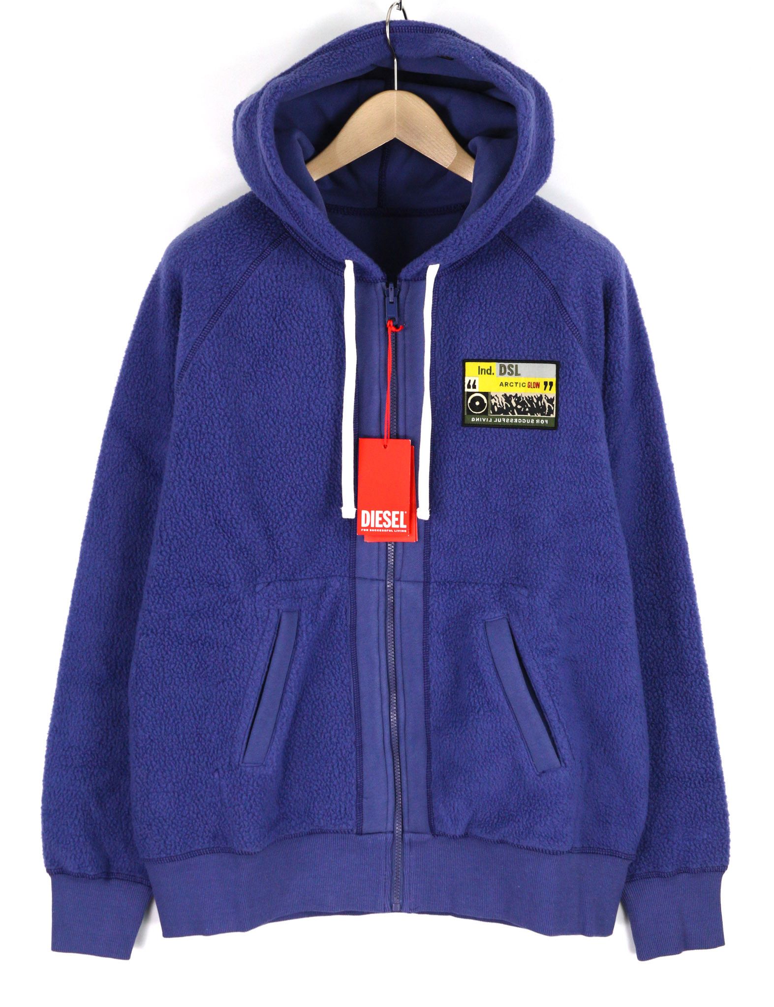 Diesel S-Rummes-Zip-Rev Men Hoodie M Blue Fleece 40111 Size US M / EU 48-50 / 2 - 1 Thumbnail