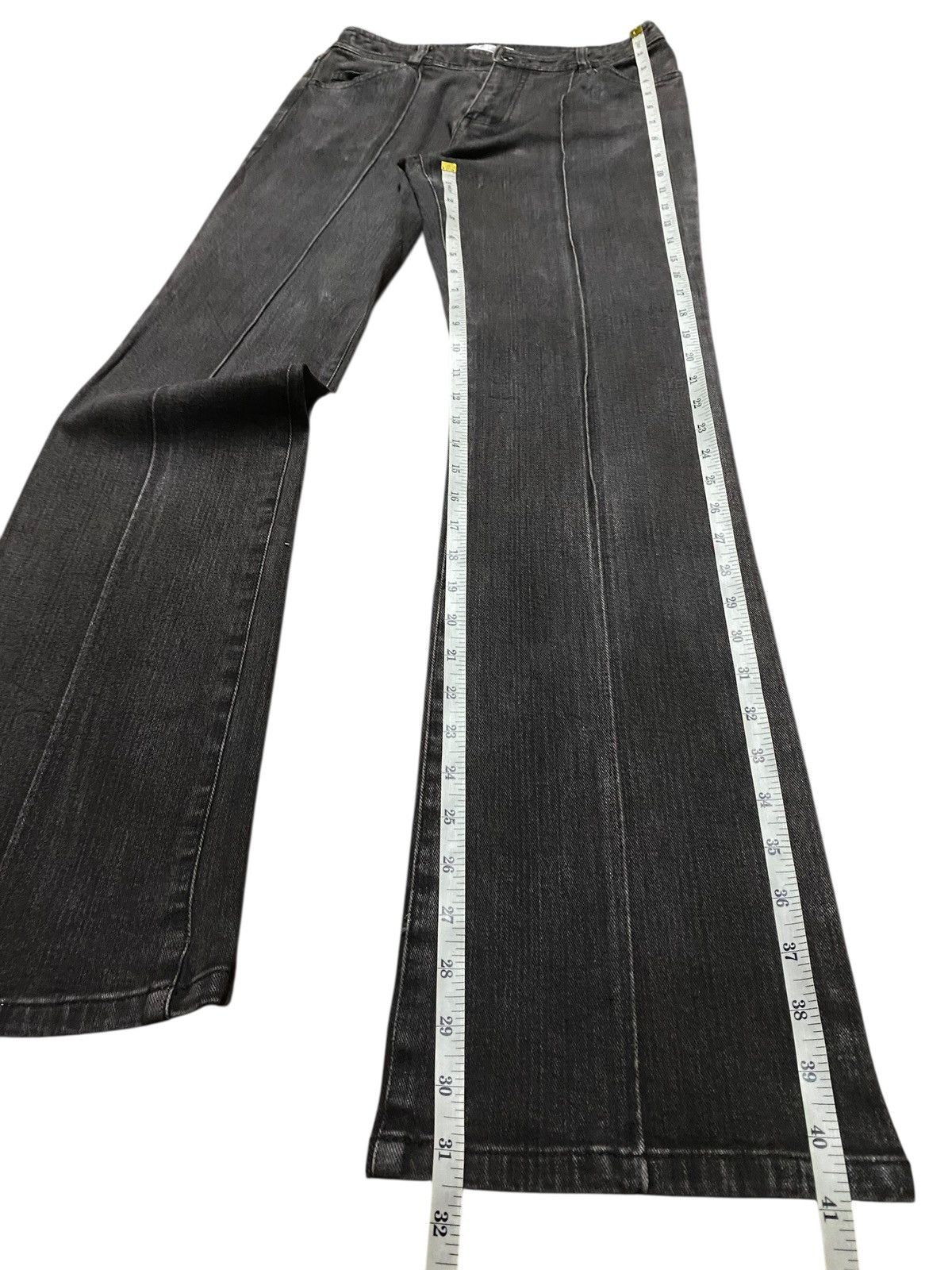 Michel Klein Vintage Michel Klein AVV Black Denim Distressed Flare Jeans Size 26" / US 2 / IT 38 - 11 Thumbnail
