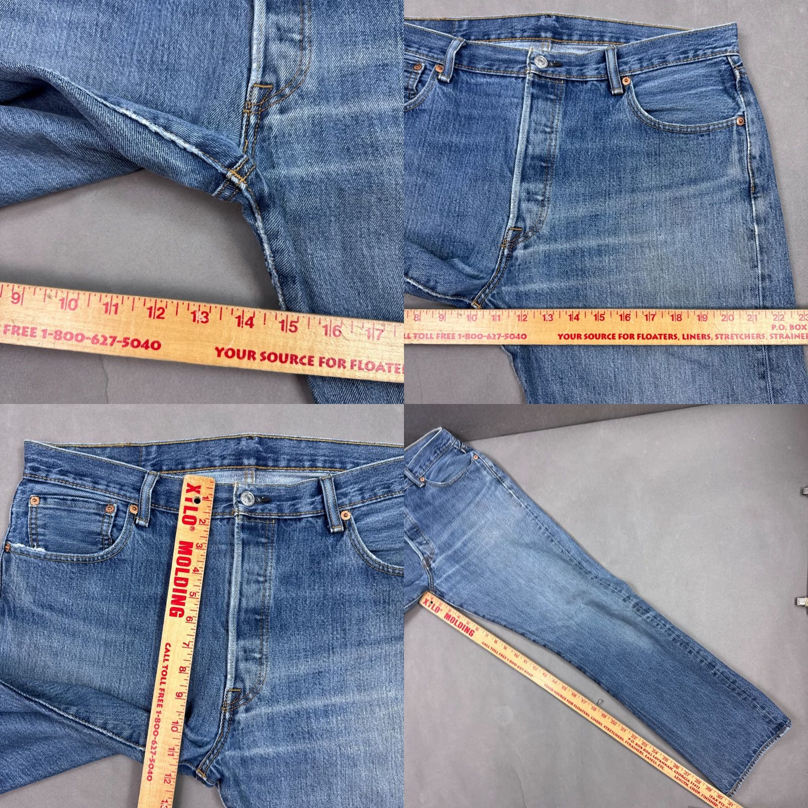 Levi's VINTAGE Levis 501 Jeans Mens 36x32 Blue Denim Pants Straight Button Fly Faded Work Chore Jeans Size US 36 / EU 52 - 9 Thumbnail