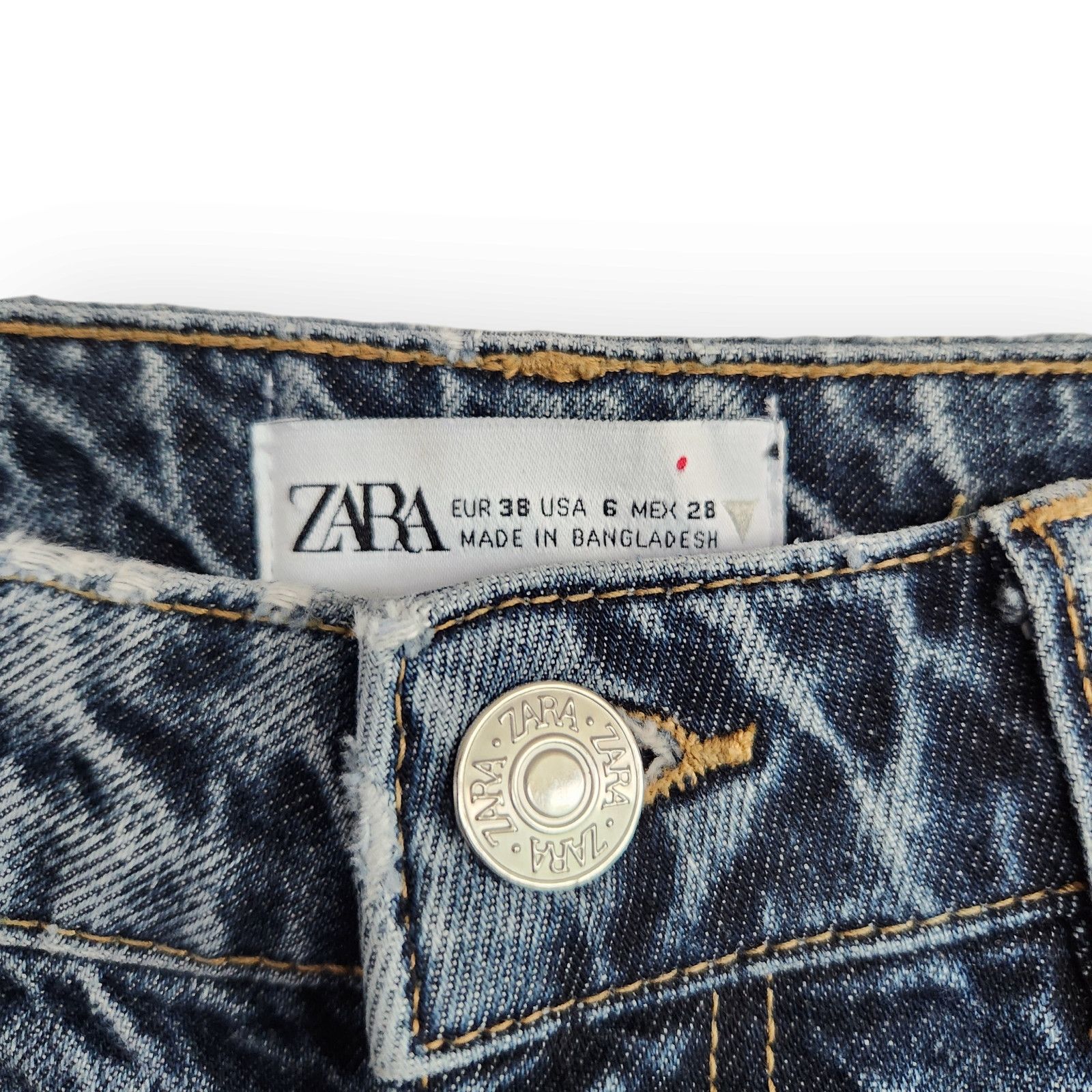 Zara Zara 80s Inspired High Waisted Acid Washed Mom Jeans 6 Size 28" / US 6 / IT 42 - 7 Thumbnail