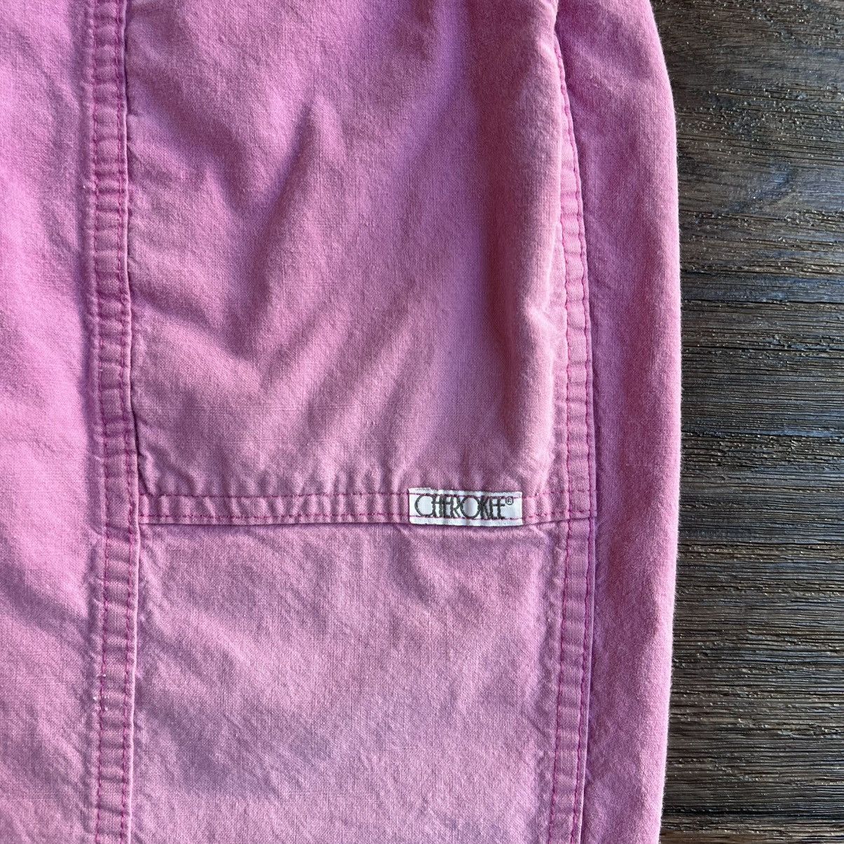 Cherokee Vintage 1990s Sun-faded Worn Pink Cargos pants W-12 Size 34" / US 12 / IT 48 - 3 Thumbnail