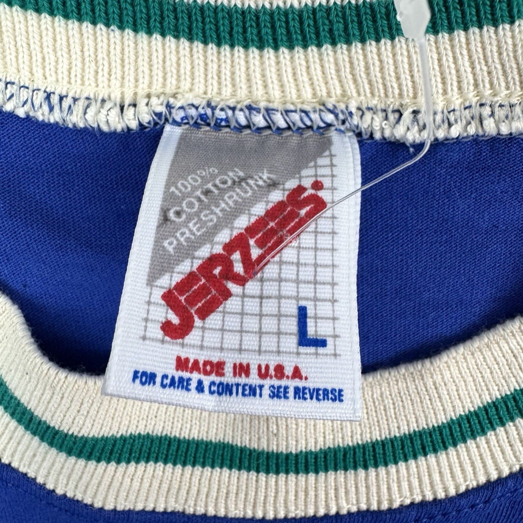 Jerzees VINTAGE Jerzees Blank T Shirt Adult Large NWOT Collar Made In USA Hipster 90s USA Classic Mens Shirt Blue Cotton Short Sleeve Size US L / EU 52-54 / 3 - 5 Thumbnail