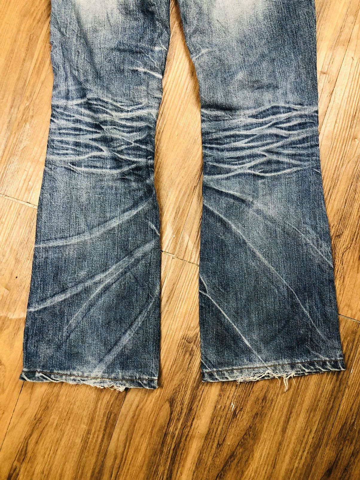 If Six Was Nine Pasta Denim Bootcut Distressed Jeans Plaid Patches (40) Size 26" / US 2 / IT 38 - 17 Thumbnail