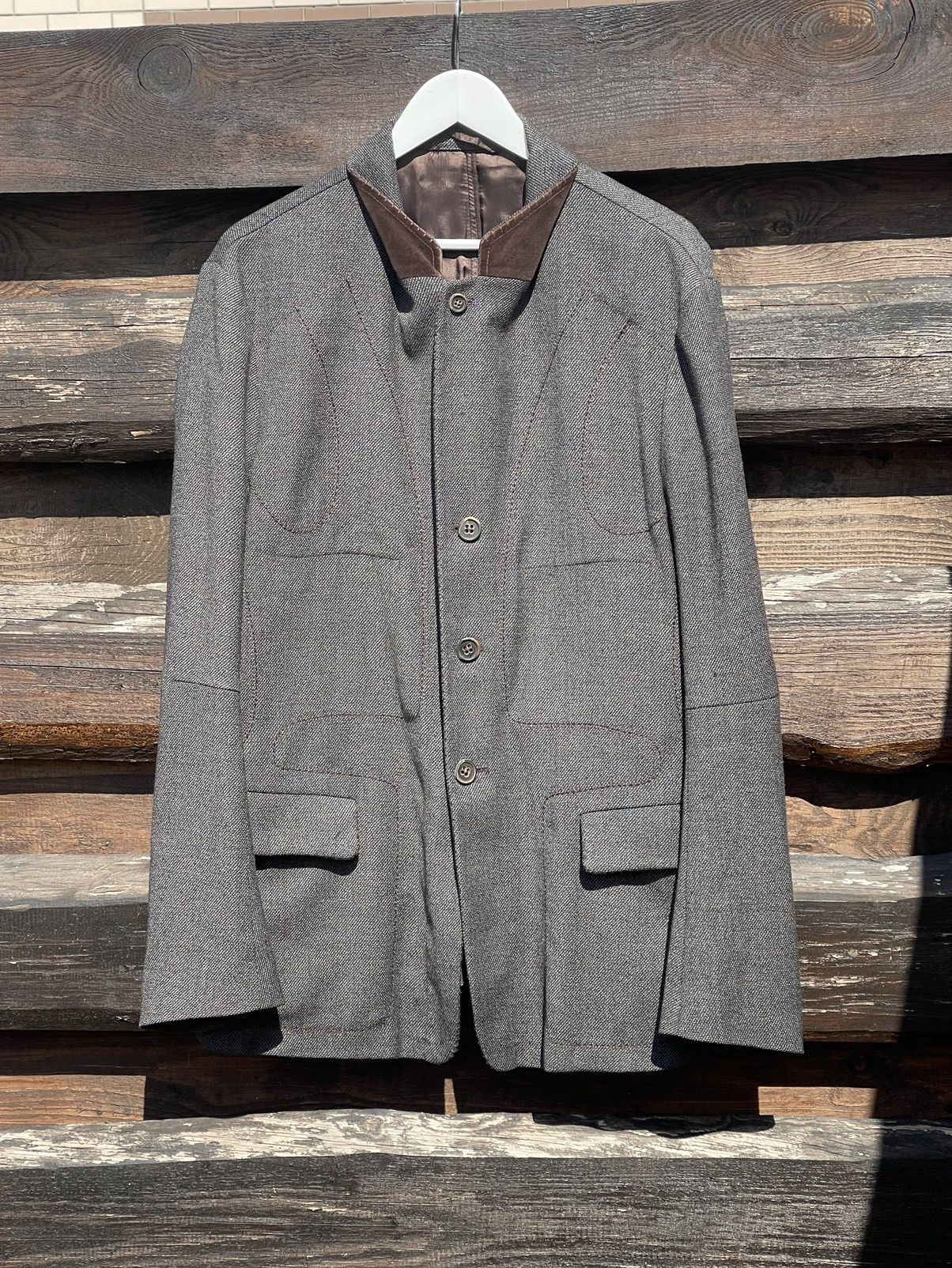 Marithe + Francois Girbaud Marithe Francois Girbaud grey pattern wool blazer jacket Size 54R - 1 Thumbnail