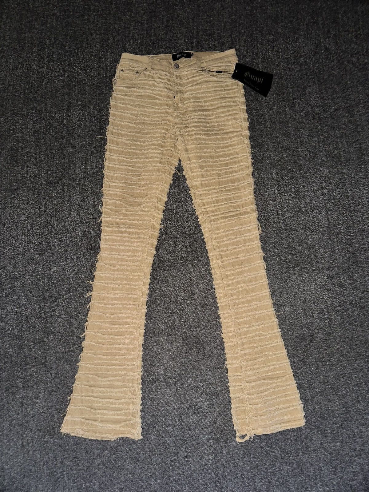 Jean Guapi Sand Brown Spiderweb Denim Stacked Jeans | Grailed