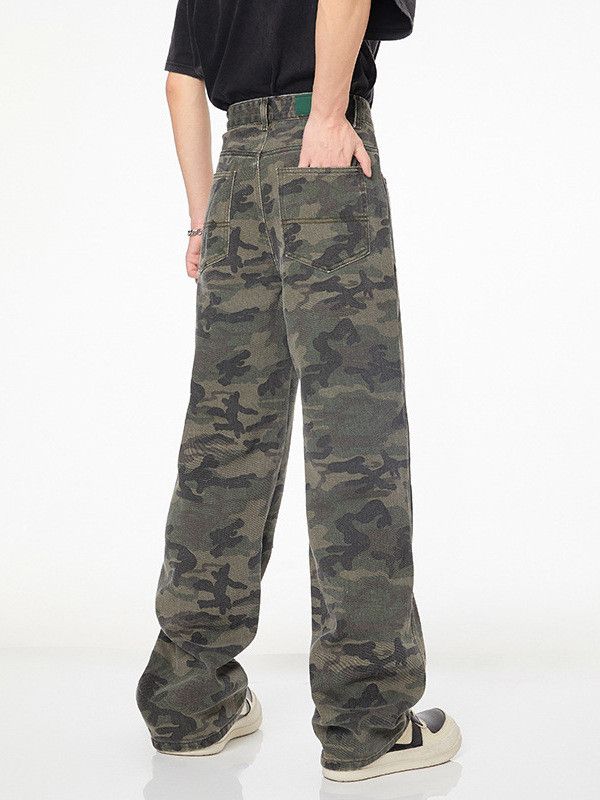 Japanese Brand Men's American wide-leg patchwork camouflage straight jeans Size US 32 / EU 48 - 4 Thumbnail