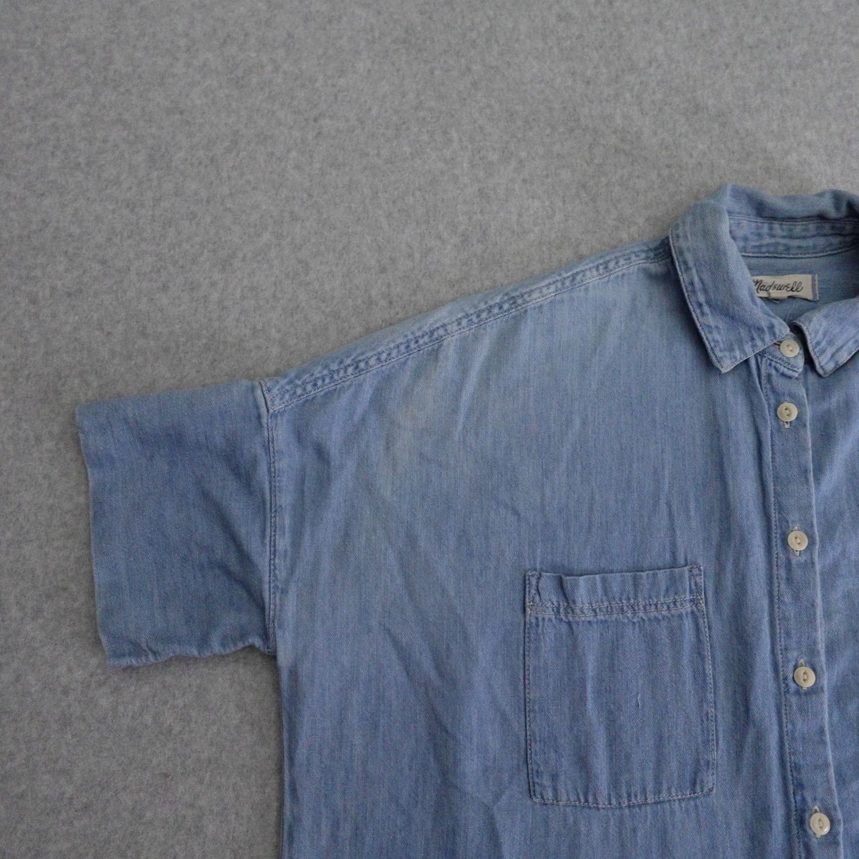 Madewell VINTAGE MADEWELL Shirt Womens Small Chambray Cap Sleeve Front Pocket Cotton Linen Size S / US 4 / IT 40 - 5 Thumbnail