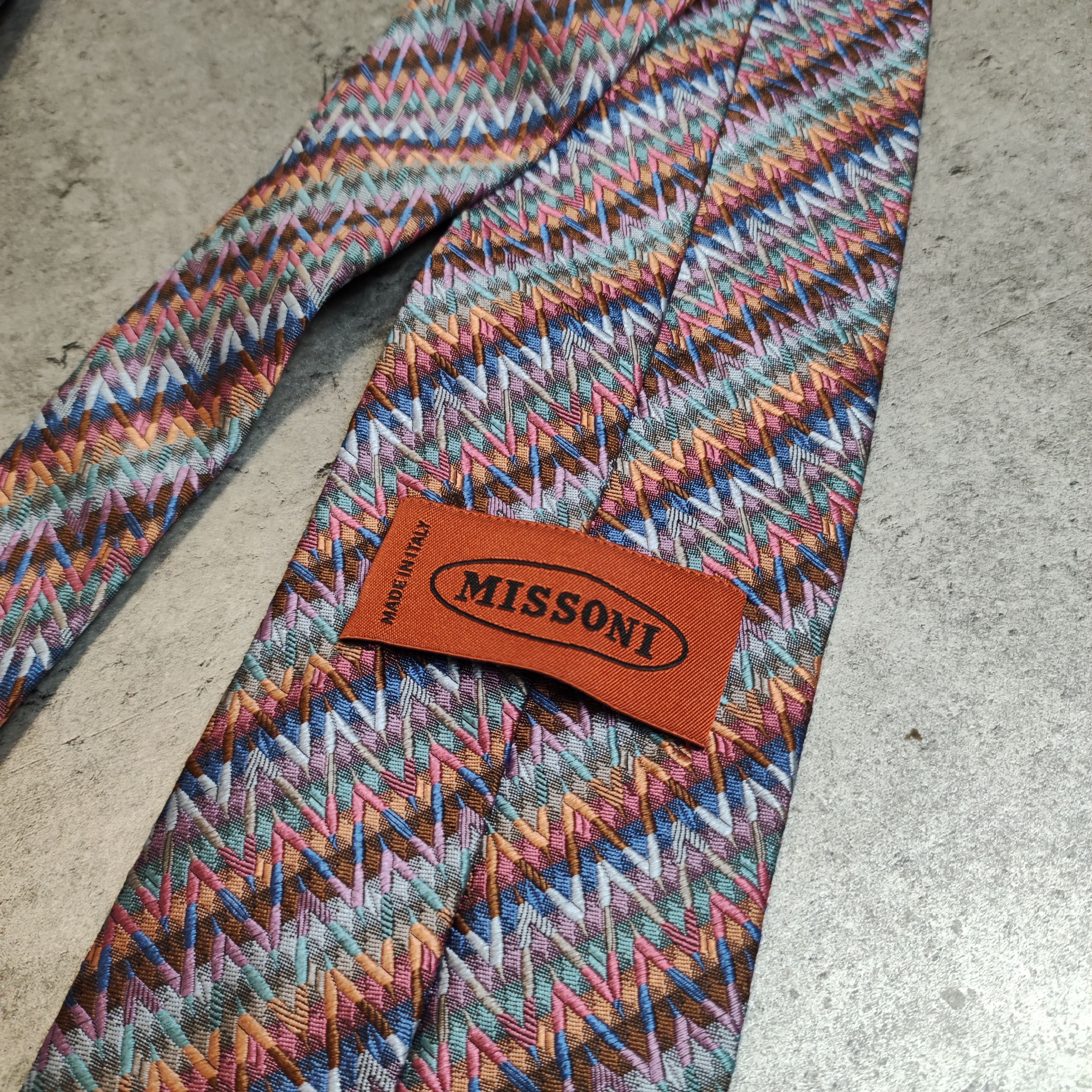 Missoni RARE 90s Vintage Missoni Cravatte Abstract Silk Tie Size ONE SIZE - 3 Thumbnail