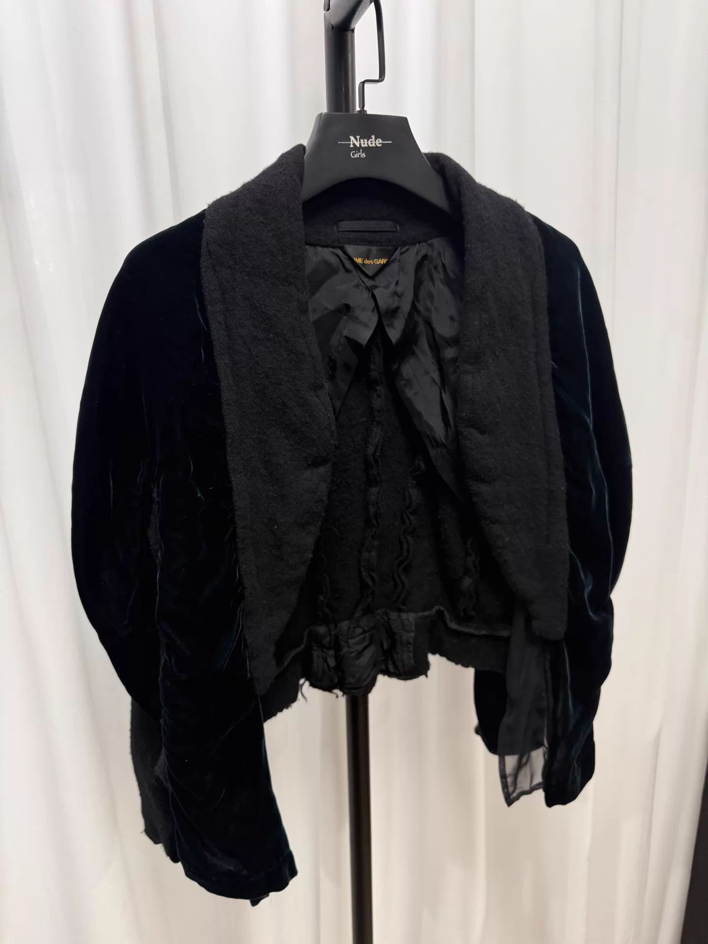Comme des Garcons Comme des Garçons Dark Green Velvet Cloak Jacket Size ONE SIZE - 9 Thumbnail