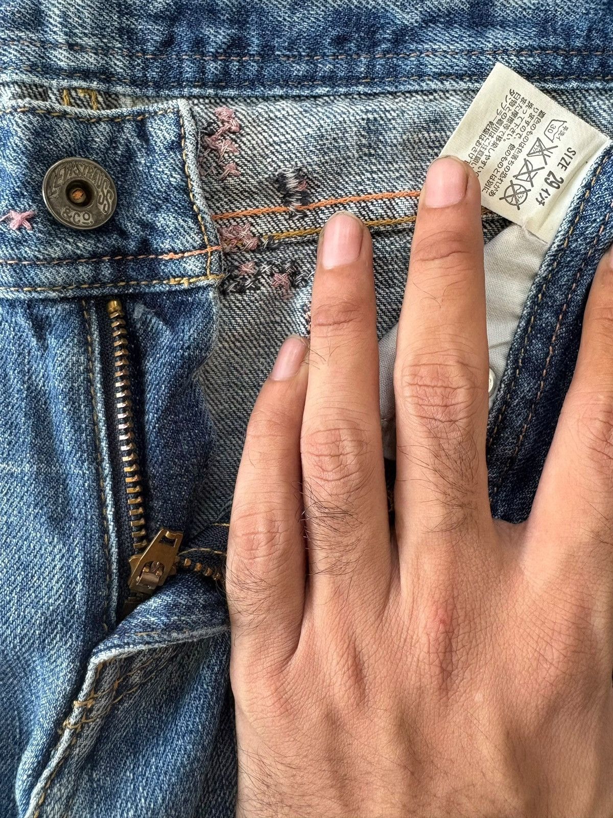 Levi's Vintage 90s Levis 553 Flare Rare Design Distressed Jeans Size 32" / US 10 / IT 46 - 9 Thumbnail