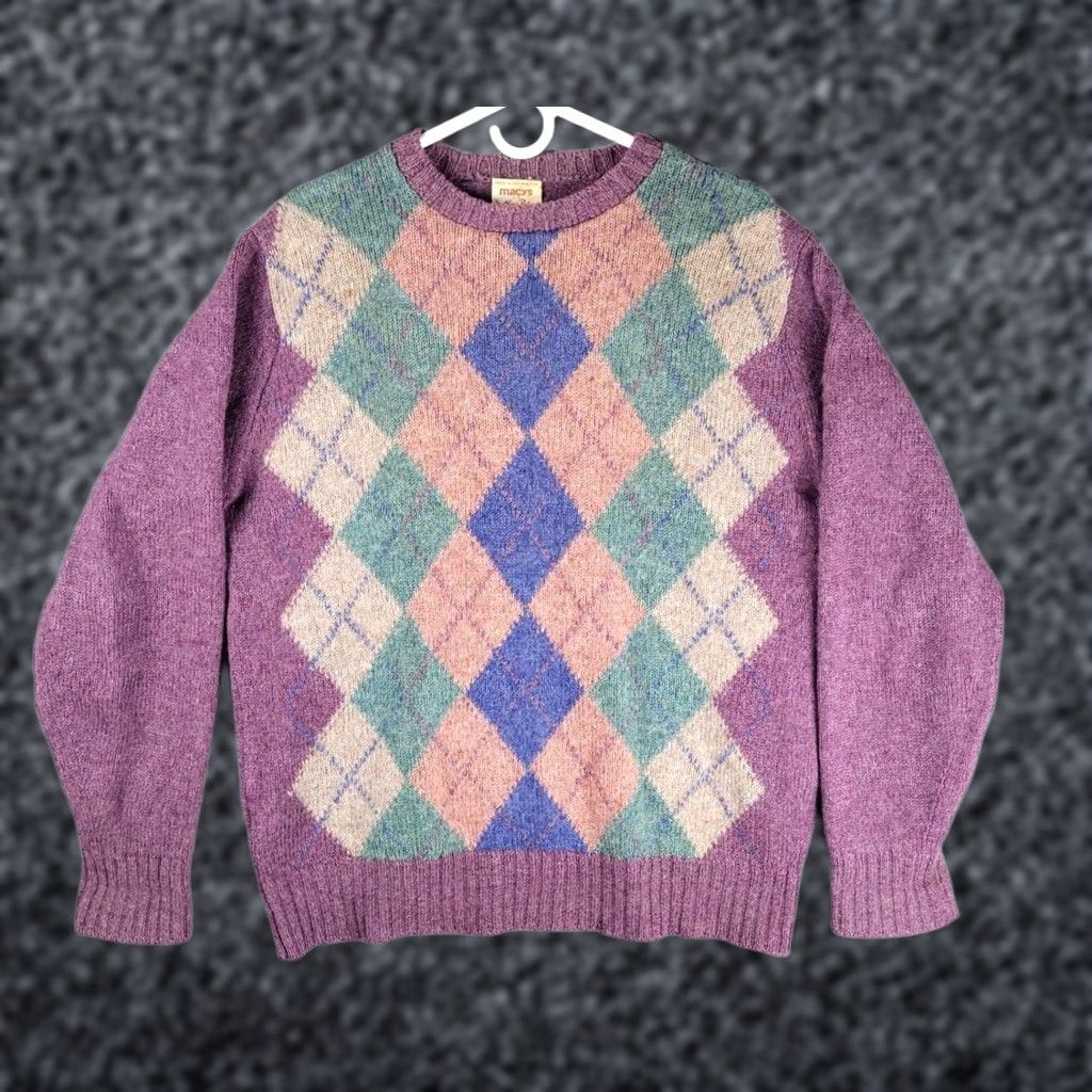 Vintage VINTAGE Alan Paine Shetland Wool Sweater Mens 42 Argyle Macy's L Green Christmas Wool Knit Pullover Crew Neck Mens Size US L / EU 52-54 / 3 - 1 Thumbnail
