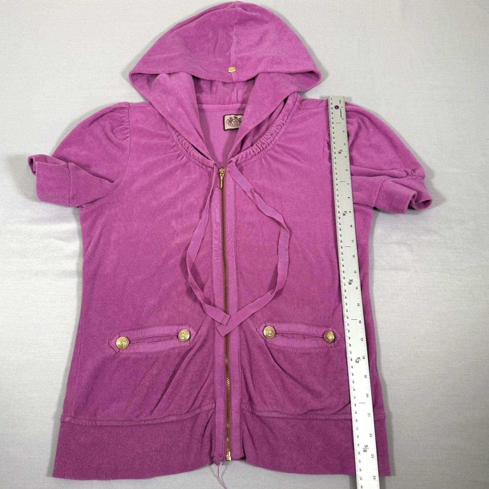 Juicy Couture Juicy Couture Hoodie Womens XL Purple Velour Full Zip Hooded Pocket 90s Shirt (Casual, Activewear) Size XL / US 12-14 / IT 48-50 - 7 Thumbnail