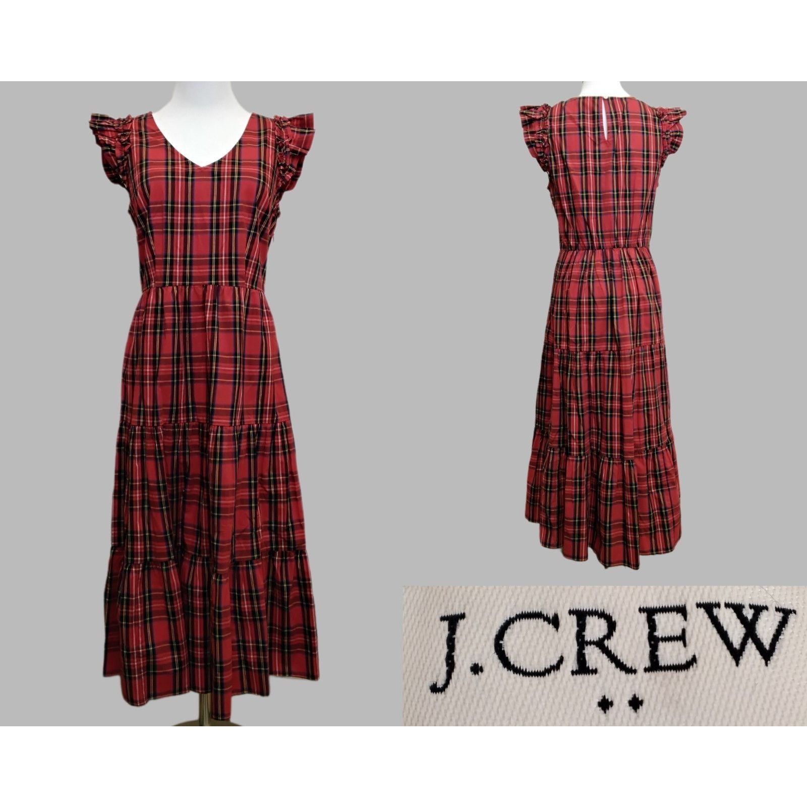 J.Crew J. Crew Midi Dress Women's 4 Red Tartan Plaid NWT Size S / US 4 / IT 40 - 1 Thumbnail