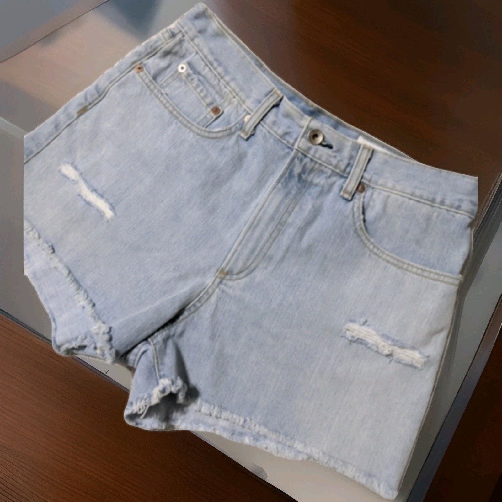 Rag & Bone Rag & Bone Womens Denim Justine Shorts Distressed Frayed Hem Size 25" / US 0 / IT 36 - 6 Thumbnail