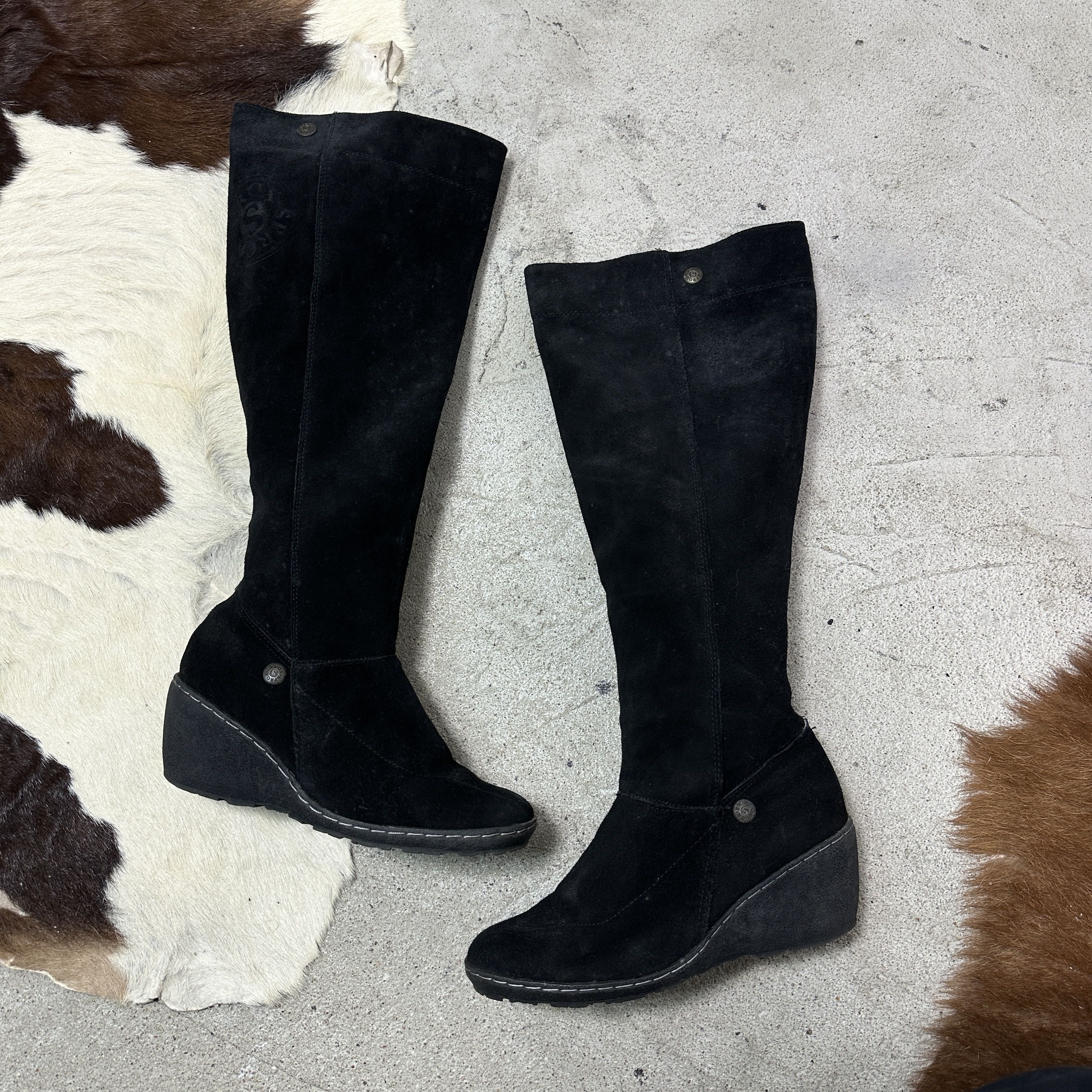 Vintage Vintage Leather Suede Knee High Wedge Platform Boots Y2K Size US 9 / IT 39 - 4 Thumbnail