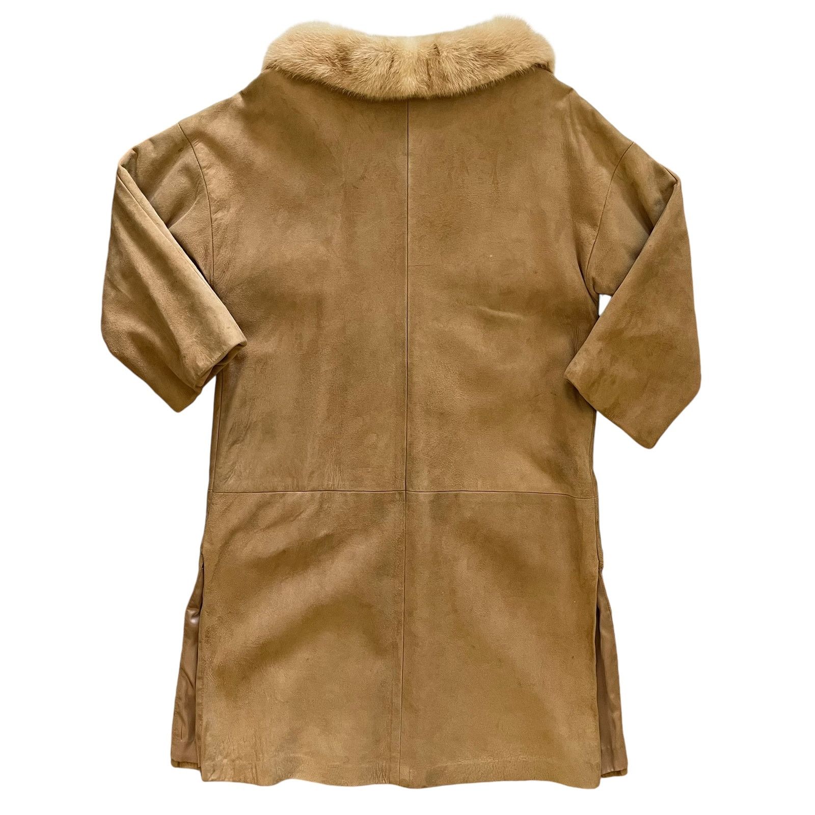 Vintage Vintage Suede Leather Coat Palomino Blonde Mink Fur Collar Size S / US 4 / IT 40 - 3 Thumbnail