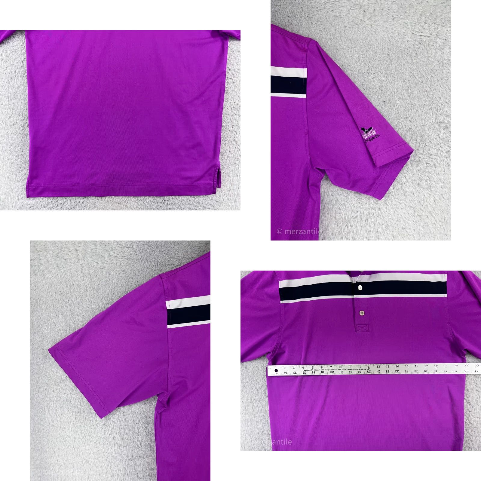 Footjoy FootJoy Polo Shirt Men Medium Purple Stripe Short Sleeve Golf Polo Lightweight Shirt Mens Purple Stripe FootJoy Size US M / EU 48-50 / 2 - 8 Thumbnail