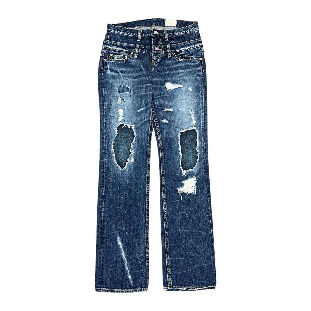 Japanese Brand Antgauge - Double Waist Distressed Patchwork Denim Ifaix Lgb Size US 27 - 2 Thumbnail