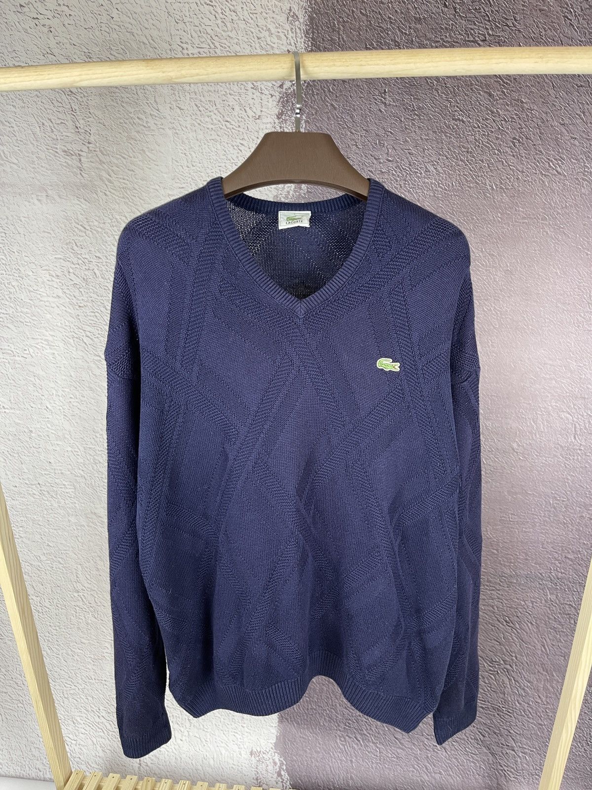 Lacoste × Vintage Lacoste vintage 90s knitwear v-neck sweater pattern logo Size US XXL / EU 58 / 5 - 1 Thumbnail