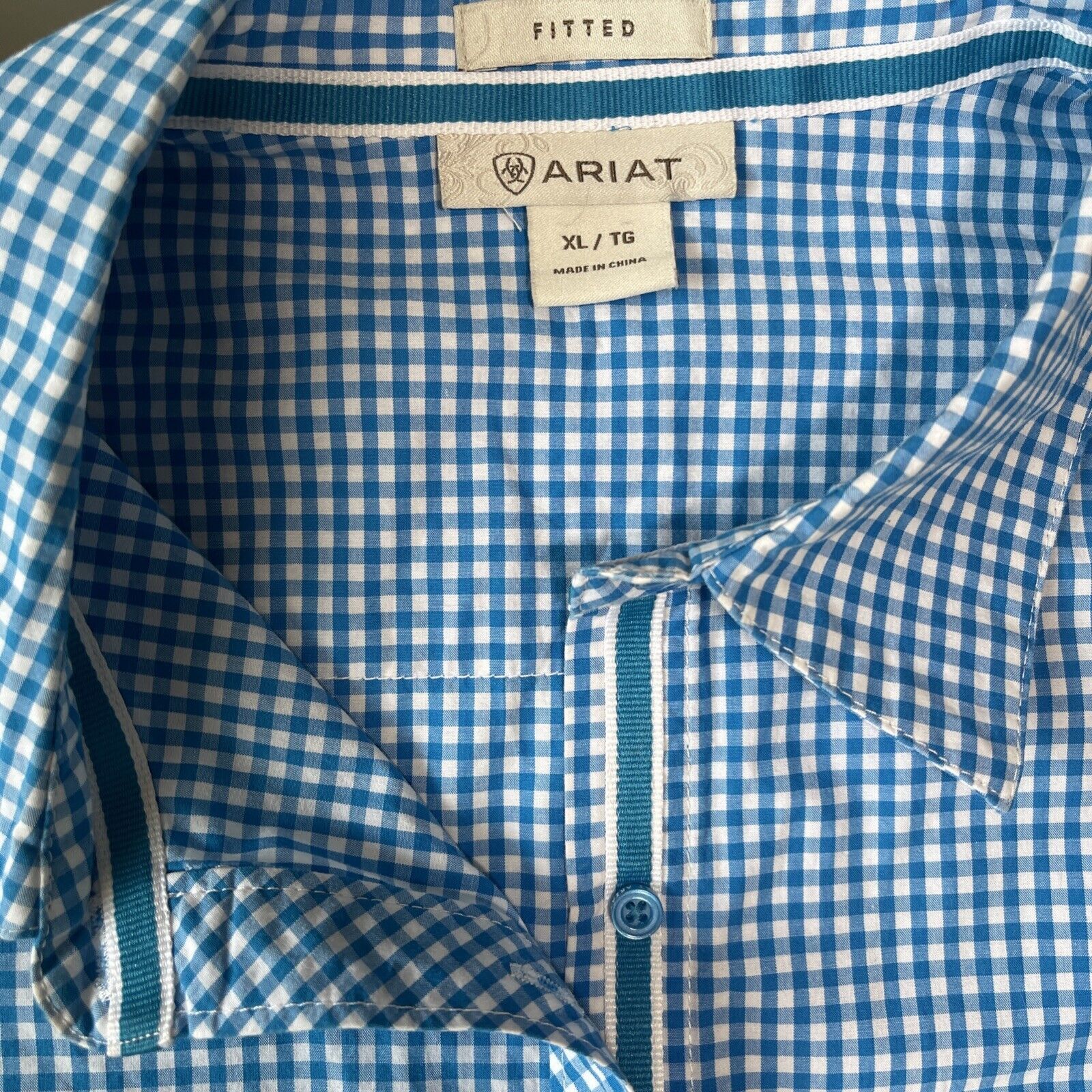 Ariat Ariat Women's Size XL Fitted Pink/Blue LS Western Shirt Size XL / US 12-14 / IT 48-50 - 2 Thumbnail