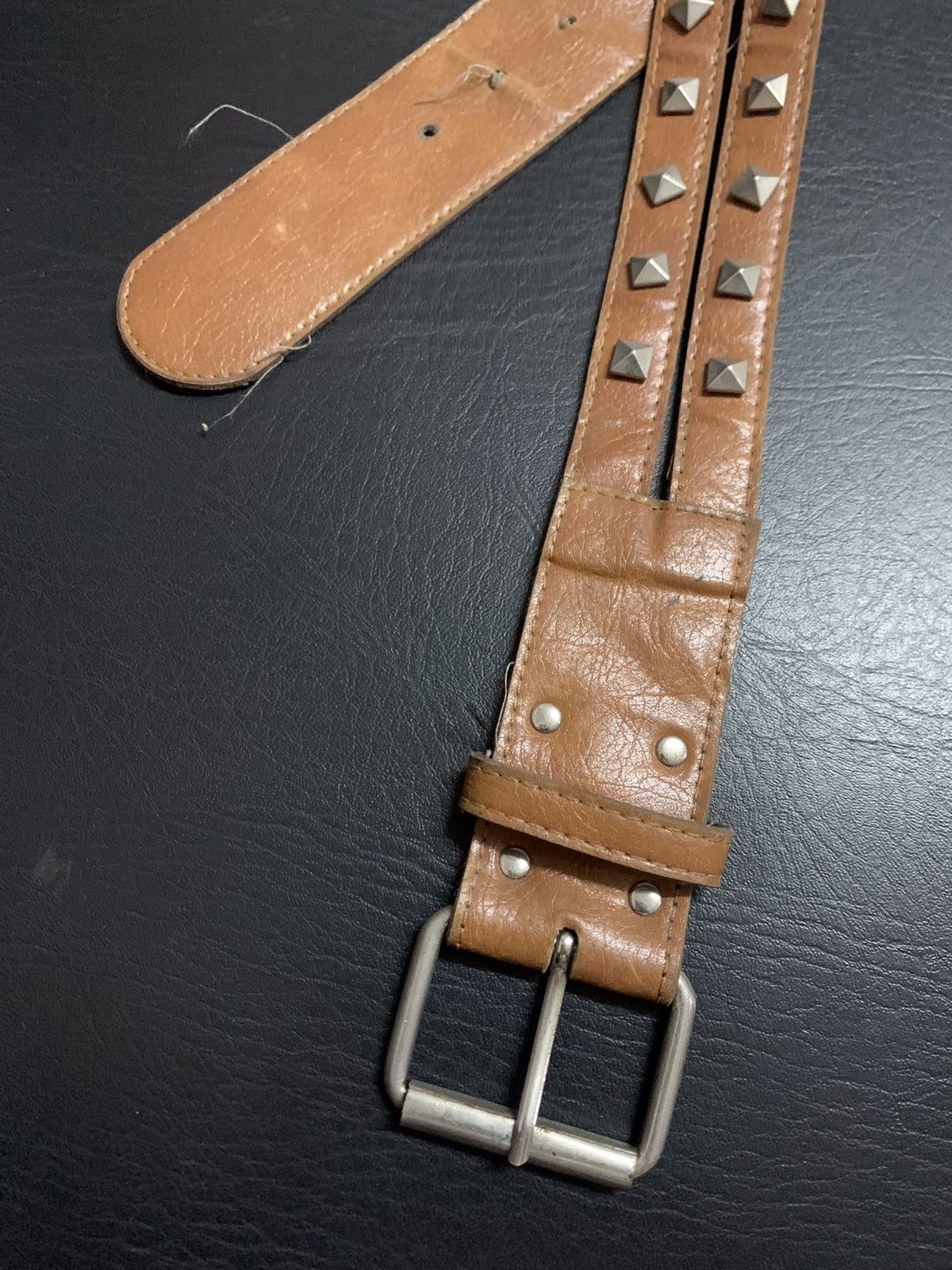 If Six Was Nine Brown leather studded belt Size ONE SIZE - 2 Thumbnail