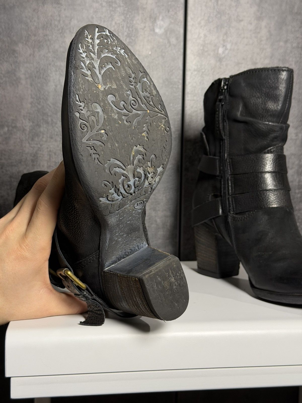 Vintage Vintage Leather Belted Heels Boots Western Owens Dirk Yohji Size US 9 / IT 39 - 19 Thumbnail
