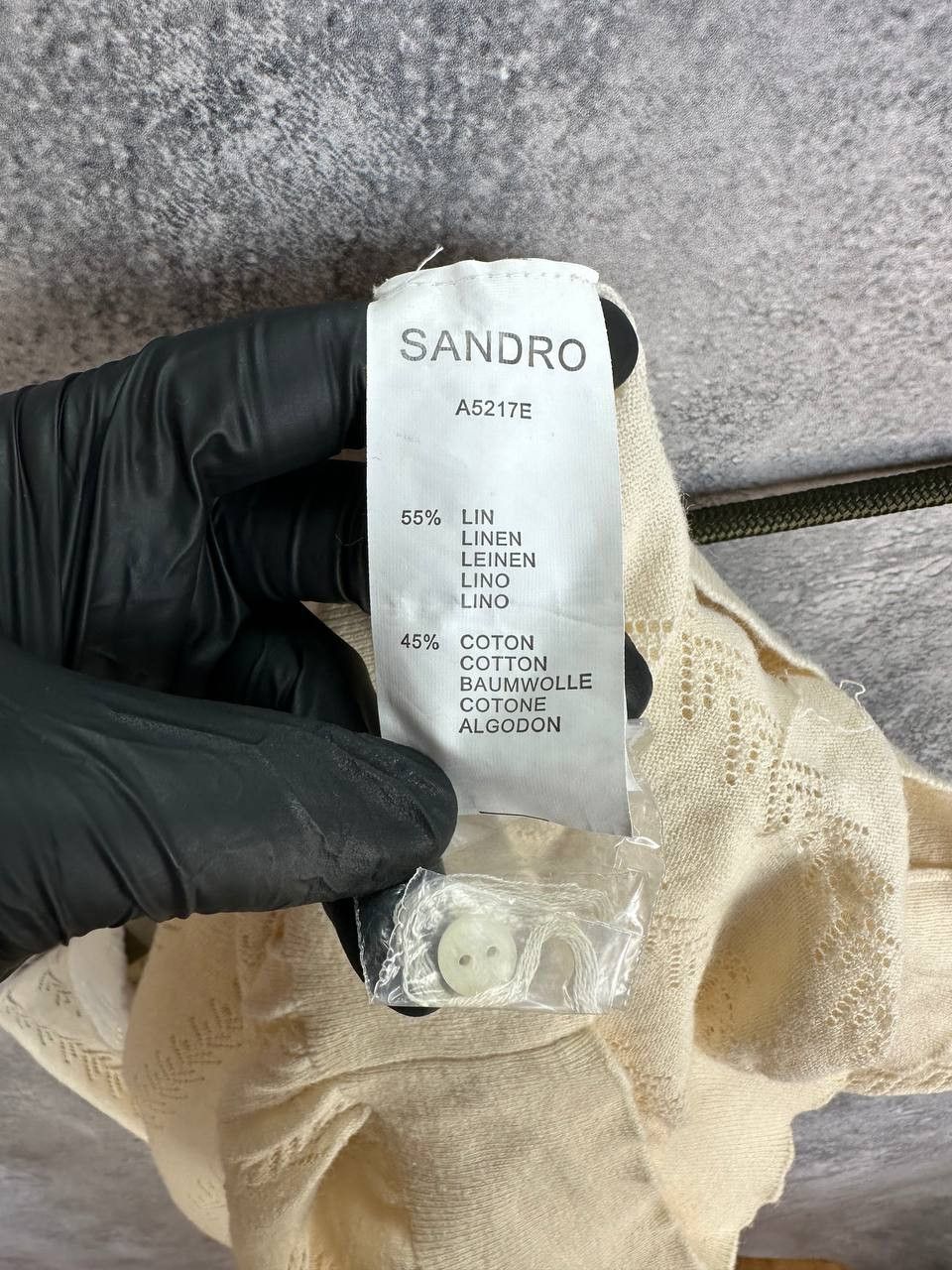 Sandro Sandro Paris Linen Pointelle Knit Sweater Shirt Collar Size S / US 4 / IT 40 - 11 Thumbnail