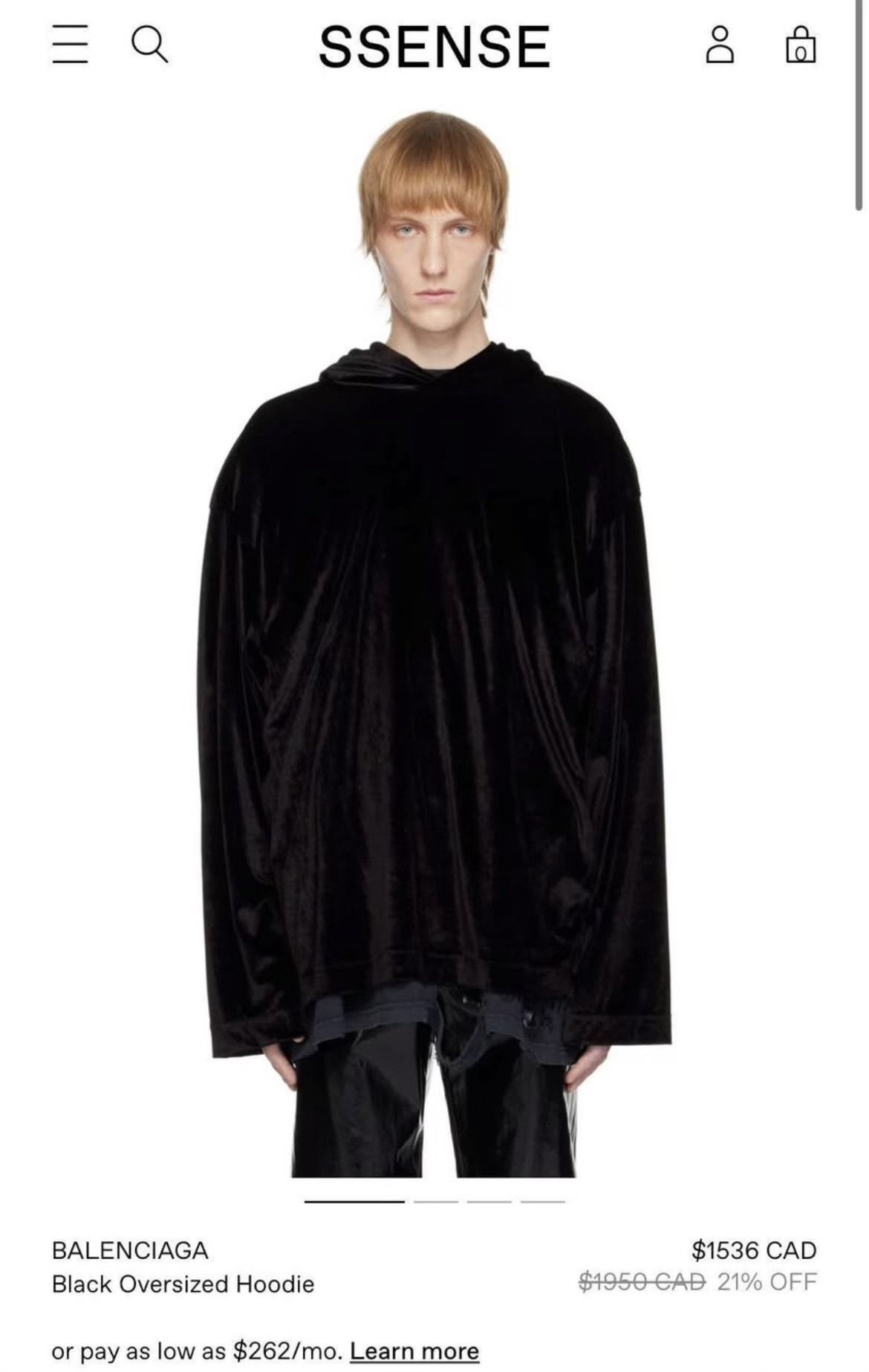 Balenciaga BALENCIAGA OVERSIZED VELOUR HOODIE Size US L / EU 52-54 / 3 - 1 Thumbnail