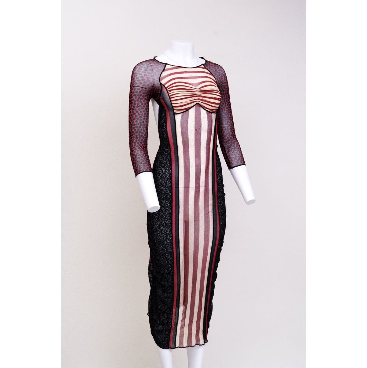 Jean Paul Gaultier Jean Paul Gaultier S/S 1996 Striped Mesh Dress Size S / US 4 / IT 40 - 3 Thumbnail