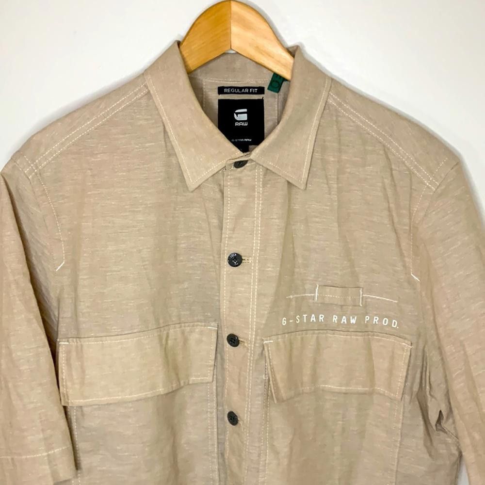 Designer G-Star RAW - Reg Fit Boxy Shirt- Large -77% Cotton 23% Linen Size US L / EU 52-54 / 3 - 3 Thumbnail
