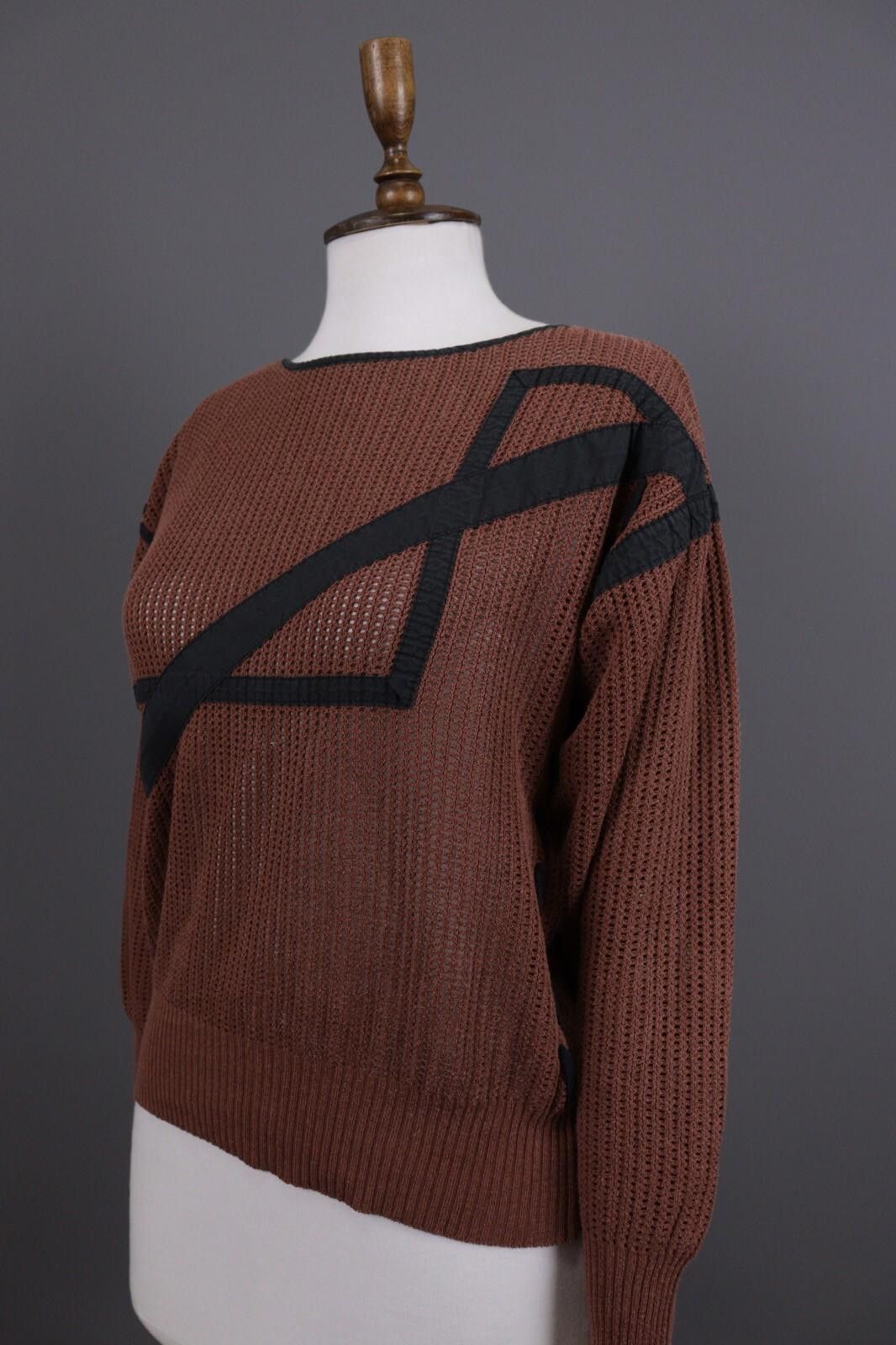 Christian Dior Monsieur Mondi Brown Knit Striped Geometric Sweater Size 36 / S Size M / US 6-8 / IT 42-44 - 6 Thumbnail