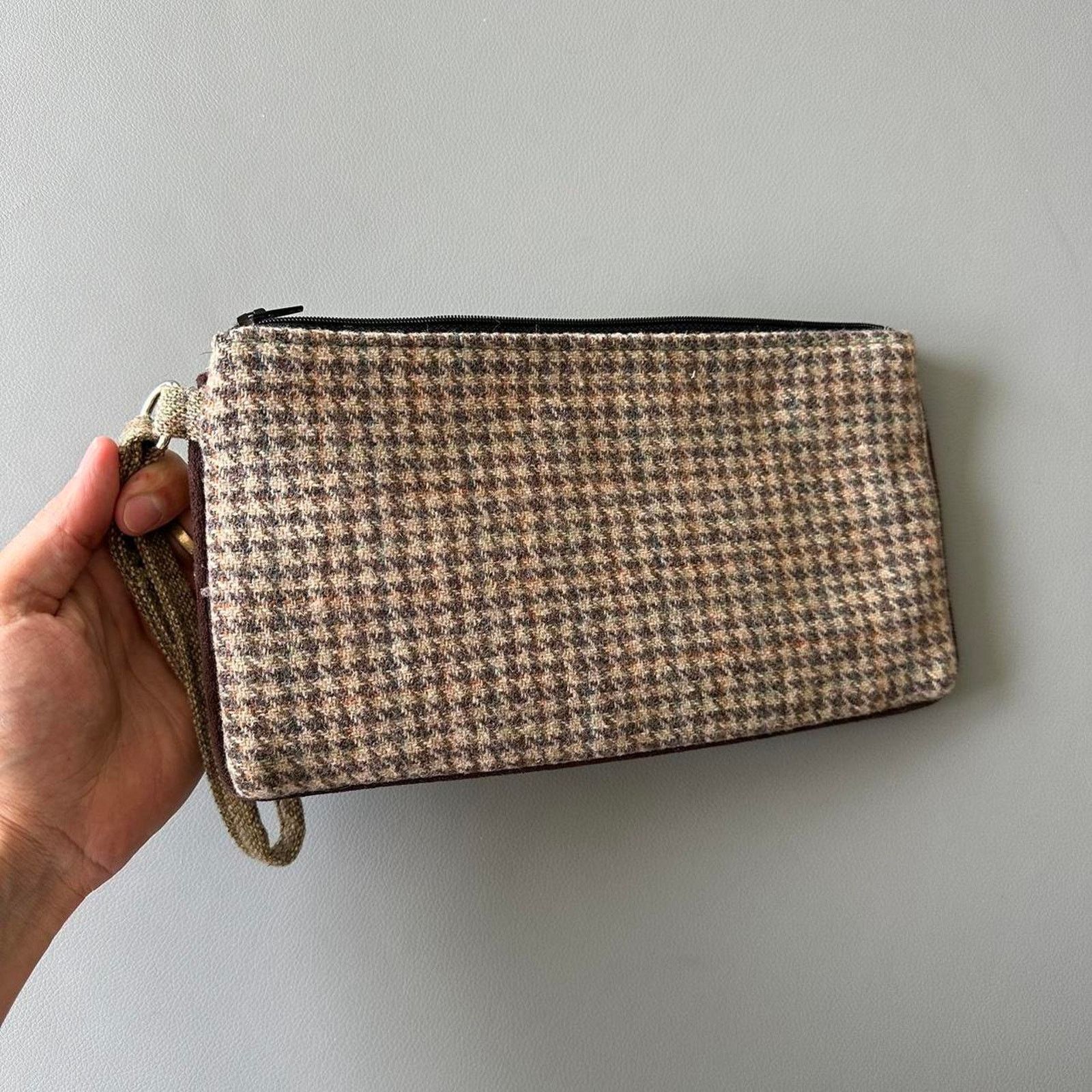 Vintage Cute Vintage 00s Y2K Wool Tweed Gree Plaid Bow Mini Clutch Size ONE SIZE - 7 Thumbnail