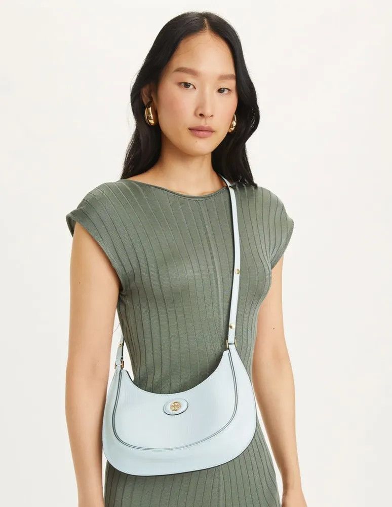 Tory Burch o1s22i1n1024 Size: OS / Robinson Half-Moon Bag in Light Blue Size ONE SIZE - 6 Thumbnail