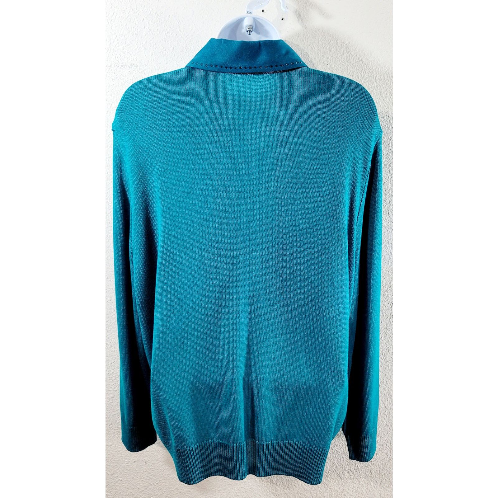 Other VTG Philippe Marques Teal Blue Rhinestone Sweater Top 16 Size XXL / US 16-18 / IT 52-54 - 2 Thumbnail