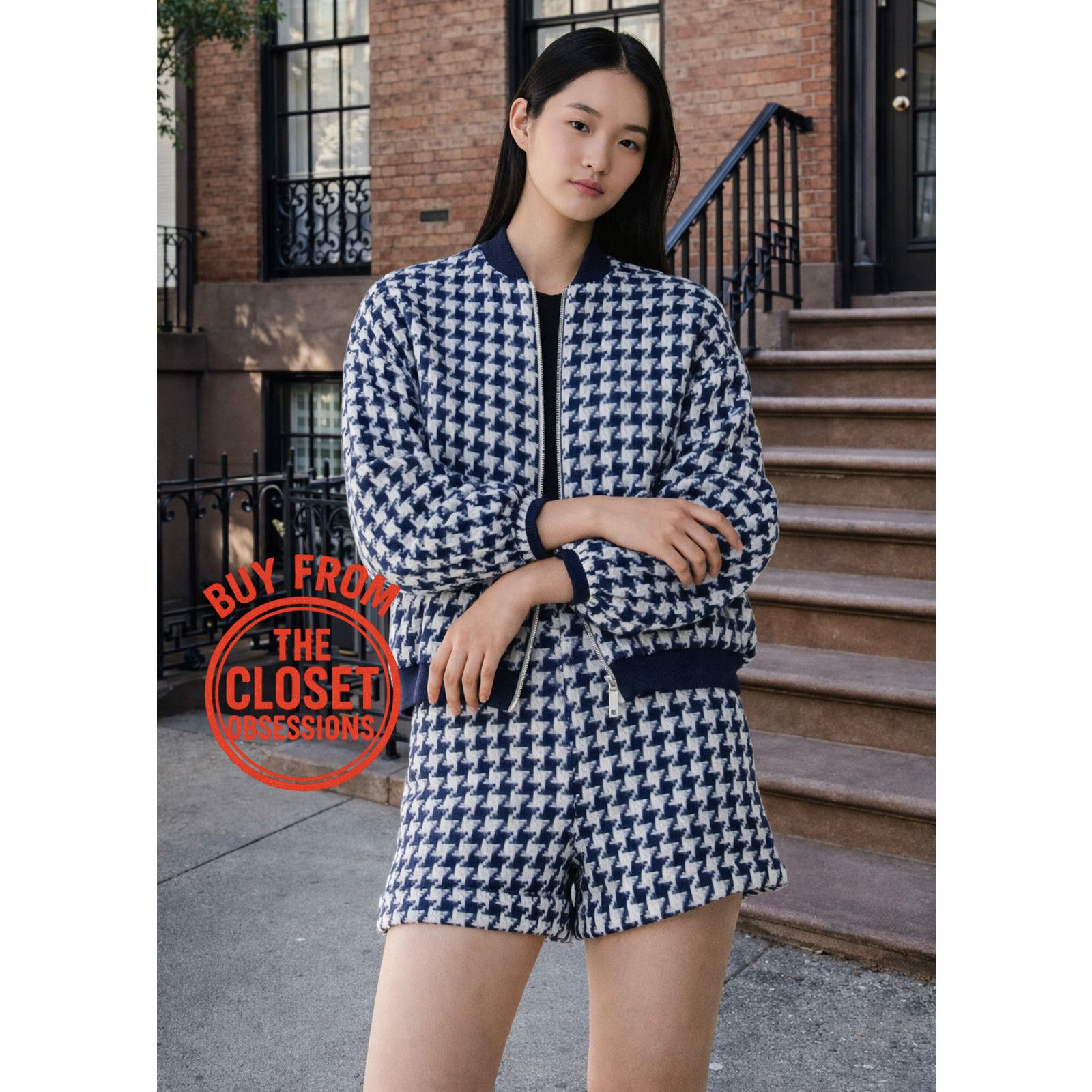 Zara ZARA Houndstooth Co-Ord Set Jacket (L) + Shorts (M) NWT Size 28" / US 6 / IT 42 - 4 Thumbnail