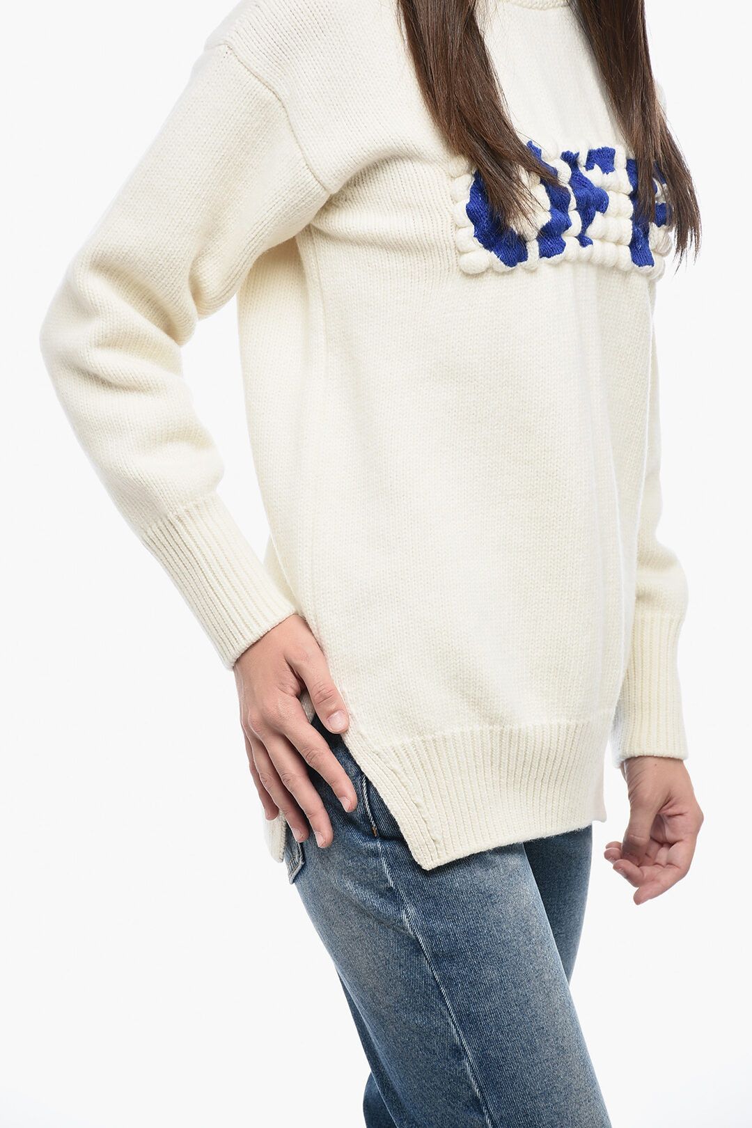 Off-White og1mm1125 Embroidered Logo Boiled Turtleneck Sweater Beige Size XS / US 0-2 / IT 36-38 - 3 Thumbnail