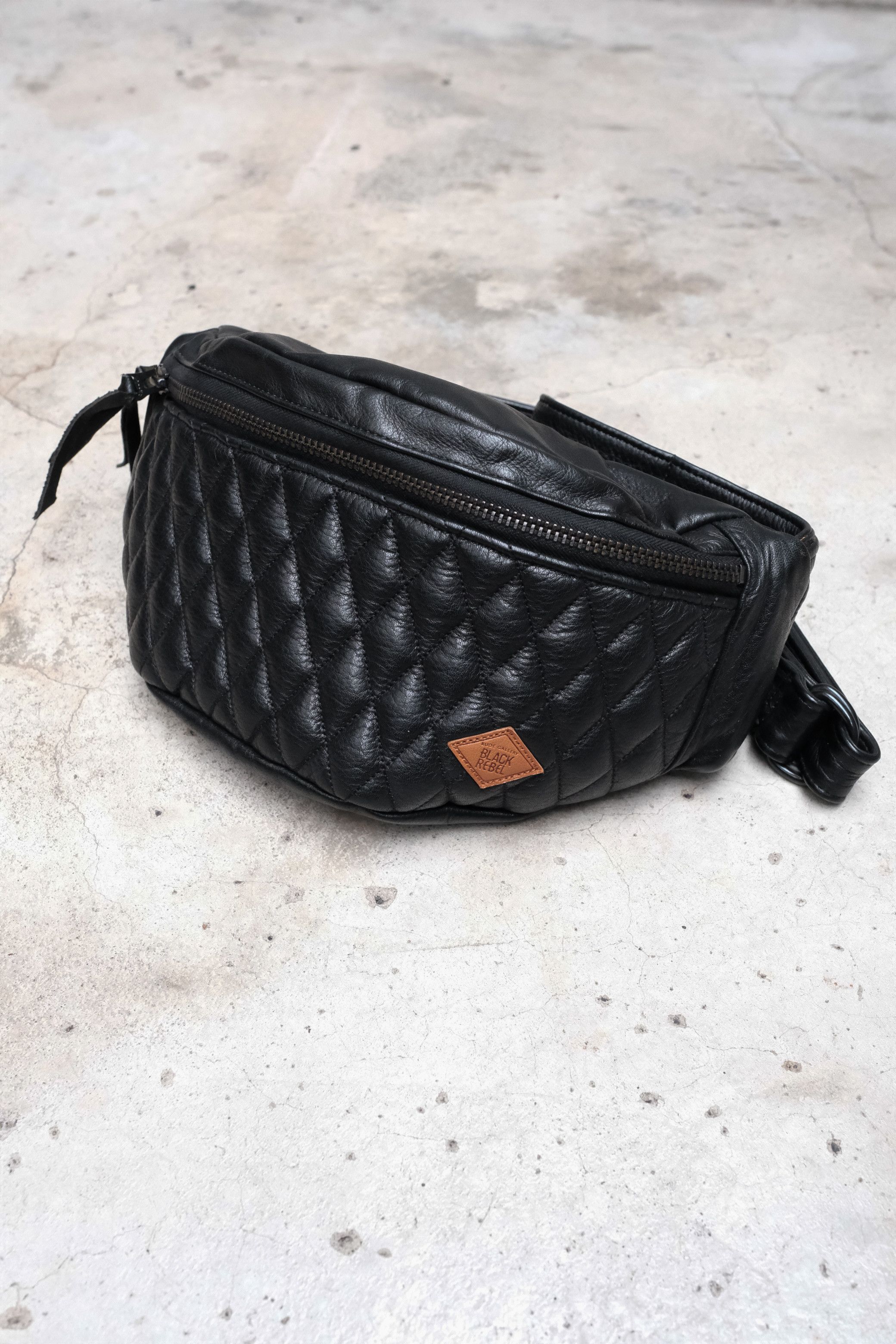 RUDE GALLERY RUDE GALLERY BLACK REBEL OUTSIDERS LEATHER WAIST BAG Size ONE SIZE - 1 Thumbnail