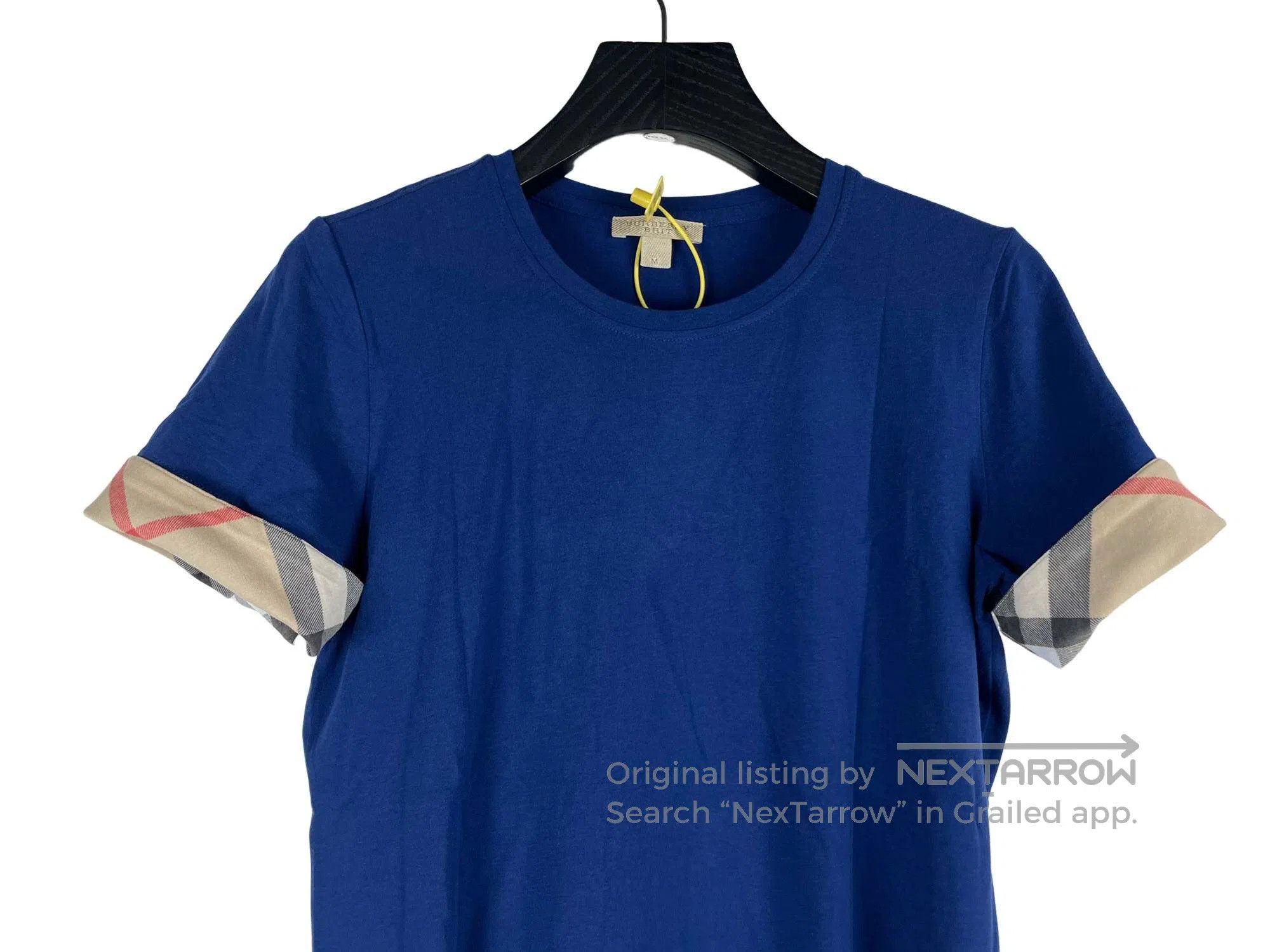 Burberry Burberry Cuffed Plaid Detail Blue Short Sleeve Size US M / EU 48-50 / 2 - 3 Thumbnail