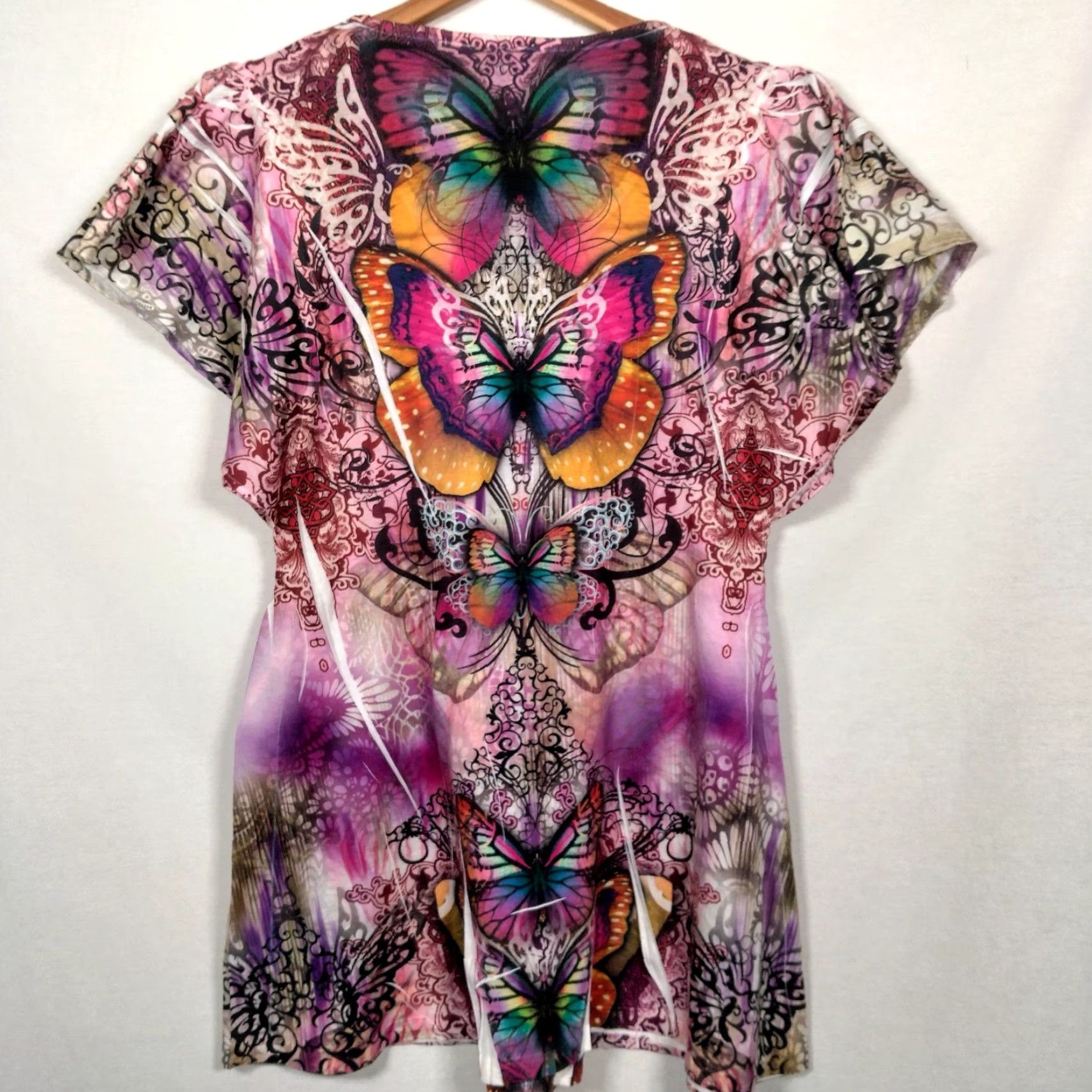 Vintage VINTAGE Cato Butterfly Shirt M Purple Tie Dye Graphic Flutter Sleeves Women T-Shirt Bling Rhinestones Size M / US 6-8 / IT 42-44 - 2 Thumbnail