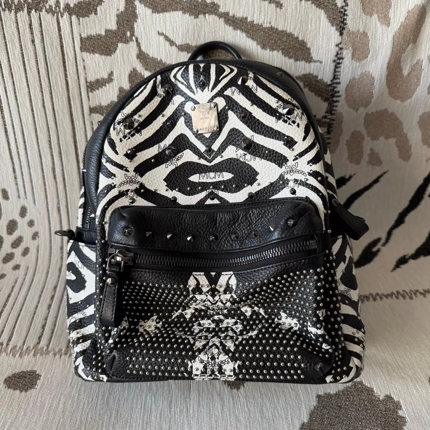 MCM MCM Zebra Print Black/White Rivets Limited Unworn Backpack Size ONE SIZE - 1 Thumbnail