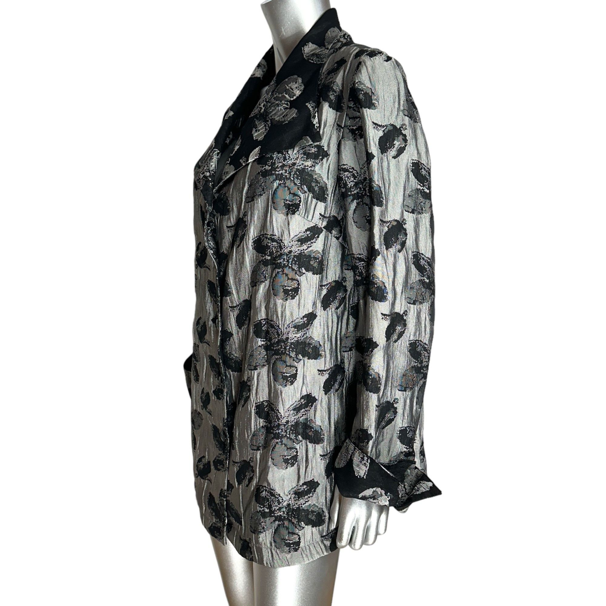 Vintage Criselda Lontok Gray & Black Floral Button-Front Tunic Jack Size XL / US 12-14 / IT 48-50 - 10 Thumbnail