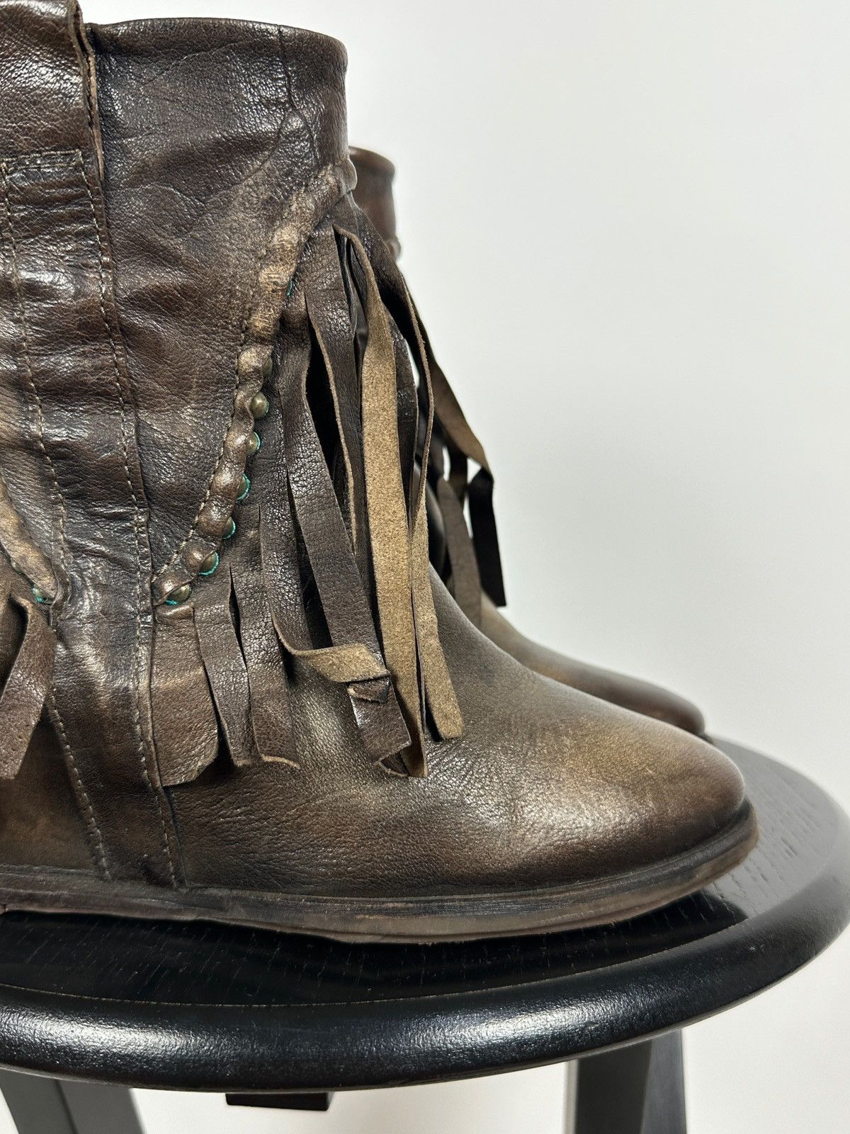 A.S.98 A.S.98. Airstep Leather Fringe Ankle Boho Western Boots Size US 7 / IT 37 - 13 Thumbnail
