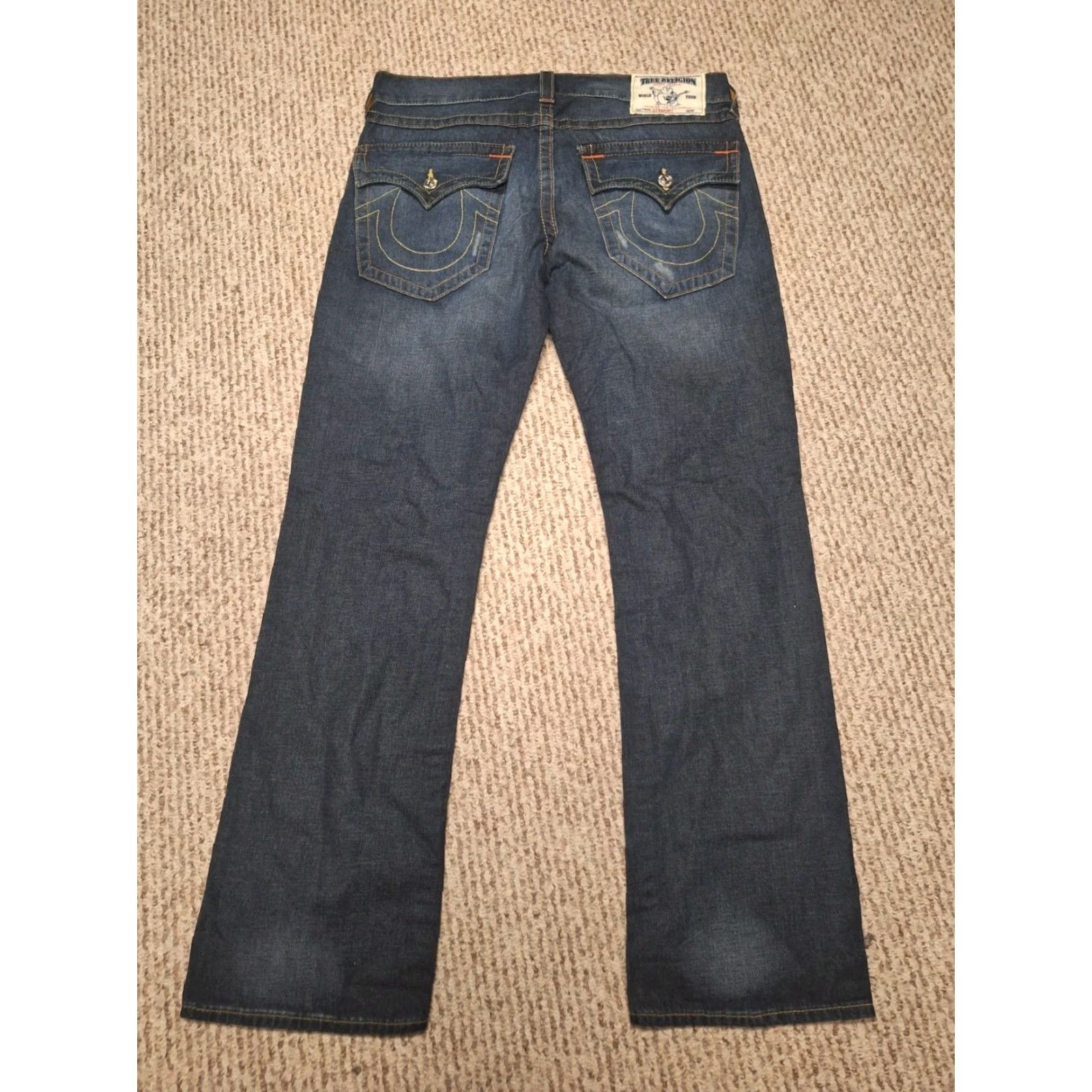 True Religion True Religion Jeans Mens 34 Straight Leg Denim Y2K Designer Pants Blue Distressed Pockets Logo Size US 34 / EU 50 - 4 Thumbnail
