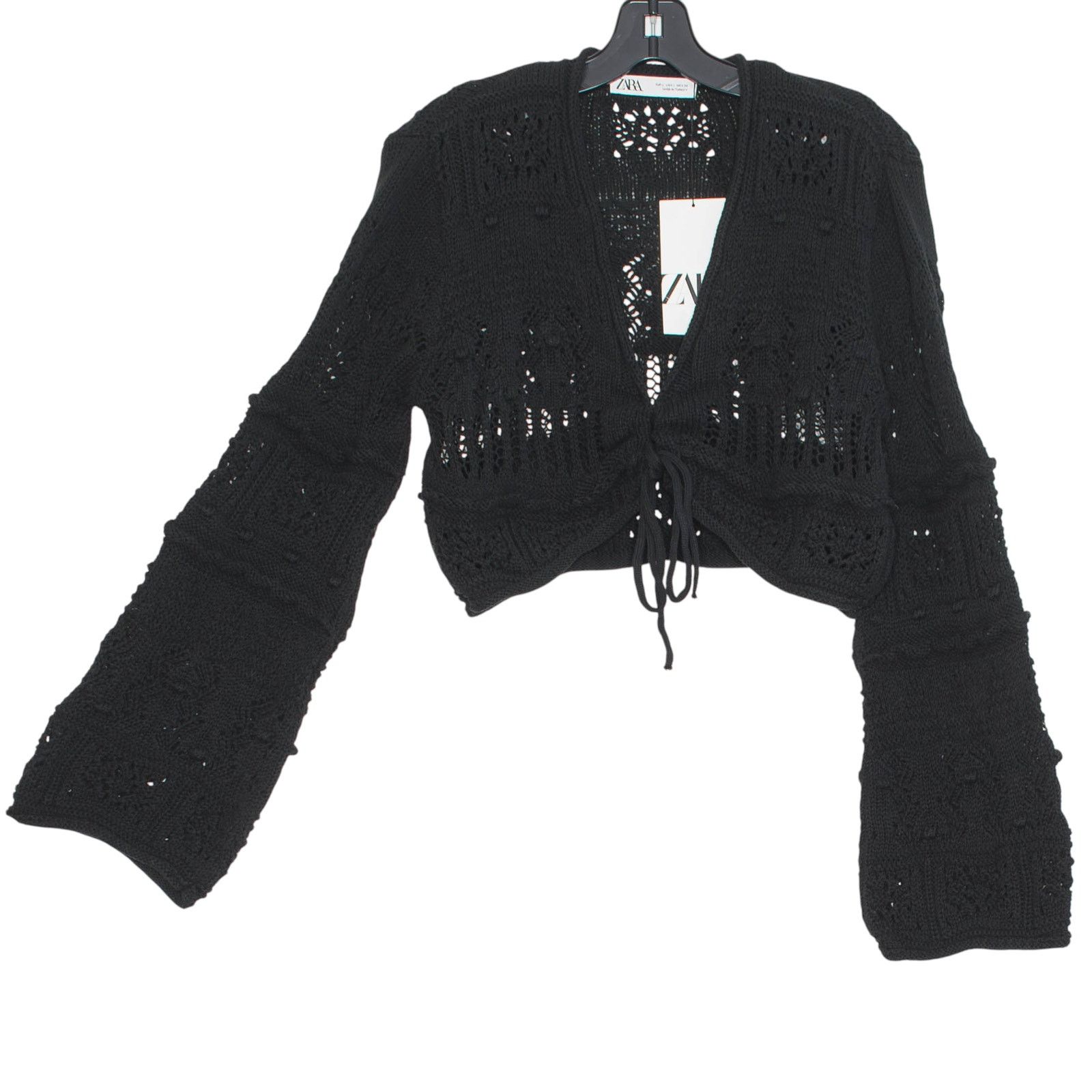 Zara Zara Cardigan Cropped Crochet Y2K Whimsigoth Black Large Size L / US 10 / IT 46 - 5 Thumbnail