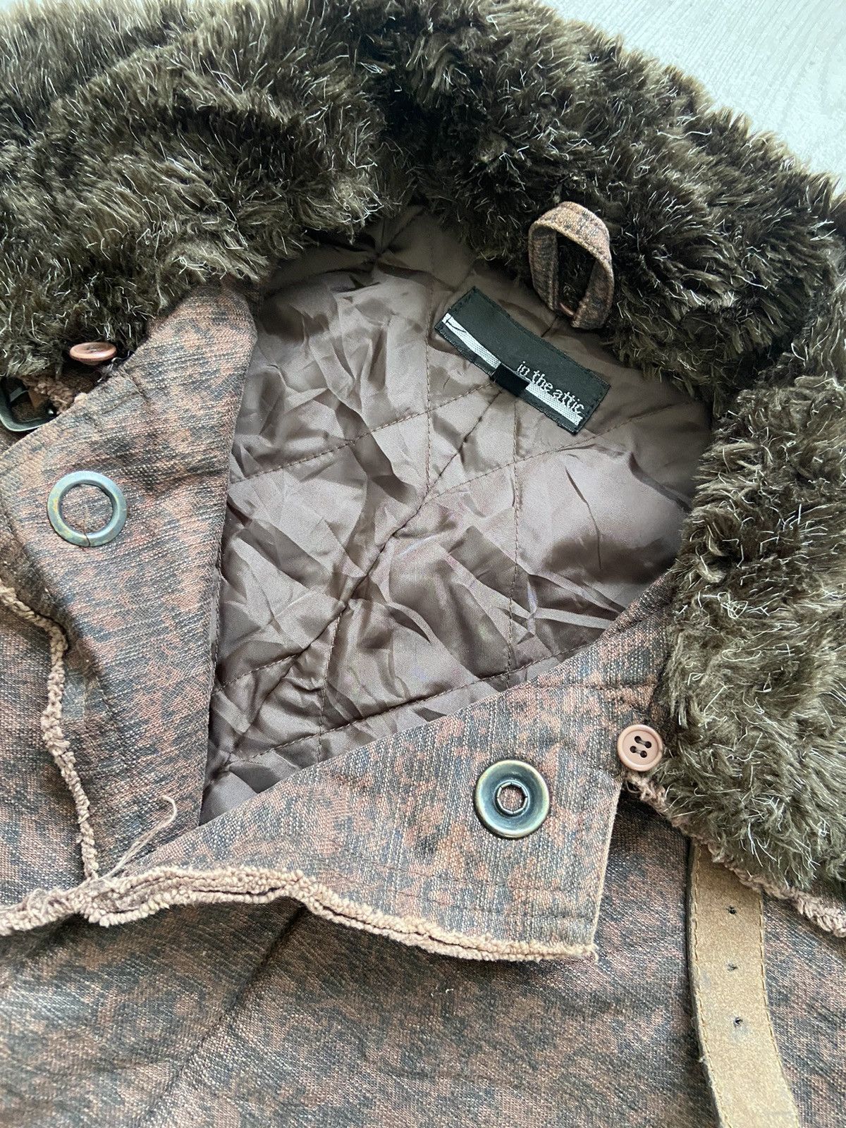 If Six Was Nine × In The Attic Vintage 1990’s In The Attic Shadow Motif Fur Trench Jacket Size US M / EU 48-50 / 2 - 5 Thumbnail