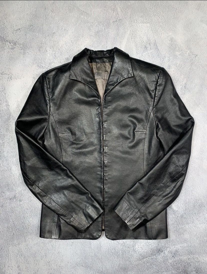 Vintage Vintage 90s Japan leather blazer jacket AvantGarde bondage Size S / US 4 / IT 40 - 2 Thumbnail