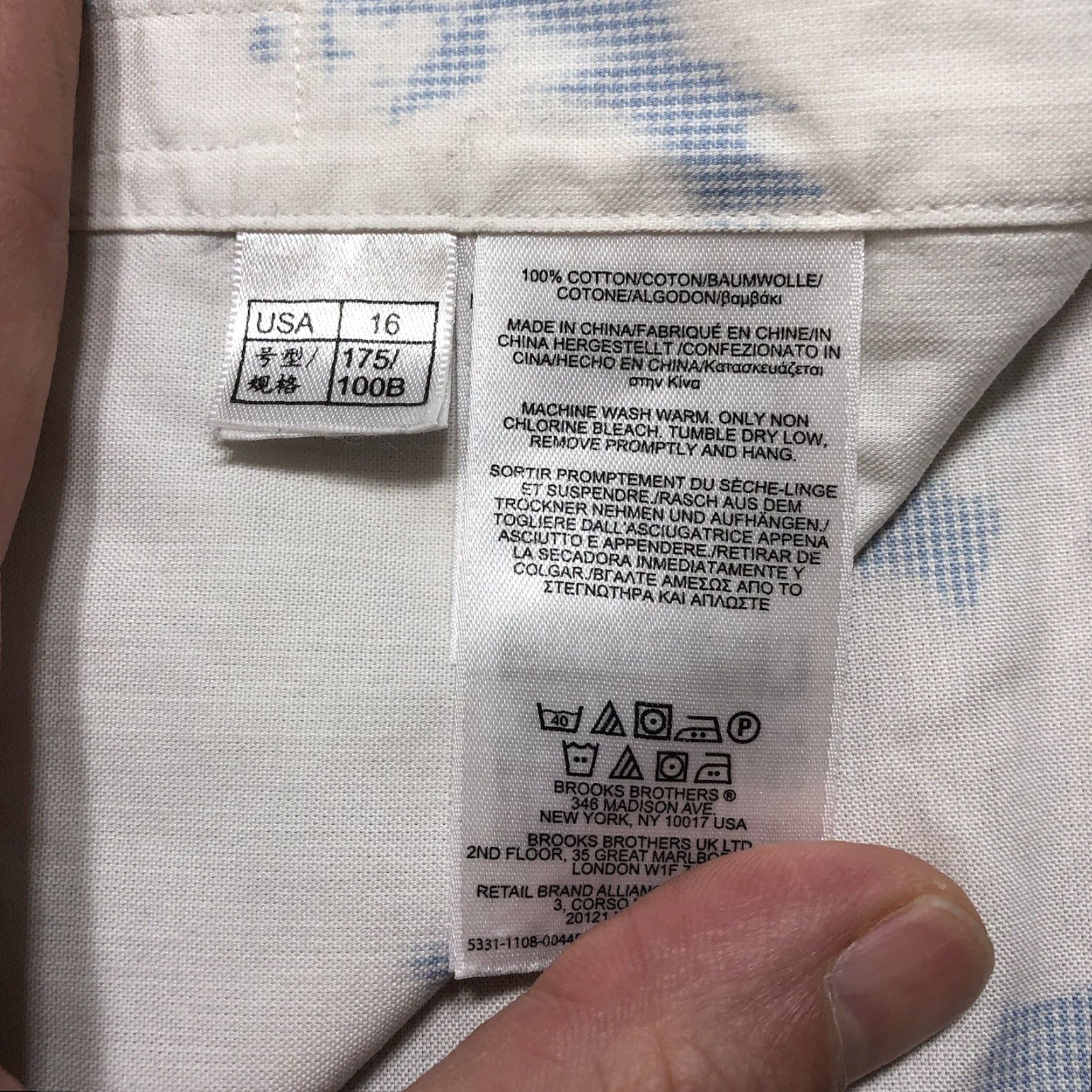 Brooks Brothers Brooks Brothers Tie Dye Dress Shirt Mens 16 2/3 Long Sleeve Blue White Checkered Size 46R - 6 Thumbnail