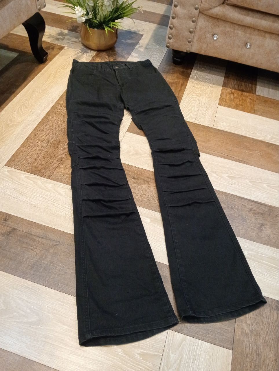 Japanese Brand THEE OLD CIRCUS 1973 BLACK WRINKLE FLARED PANTS Size US 29 - 3 Thumbnail